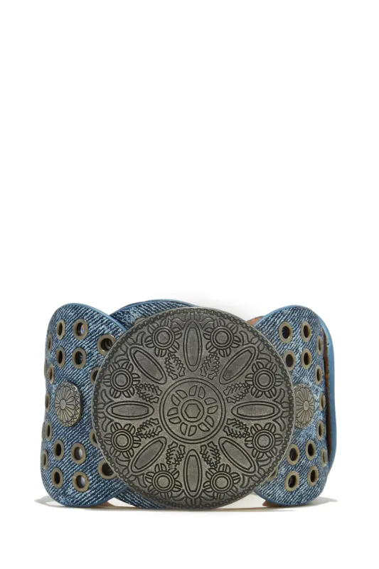 Amyria Chunky Statement Belt - Denim sold by Miss Lola