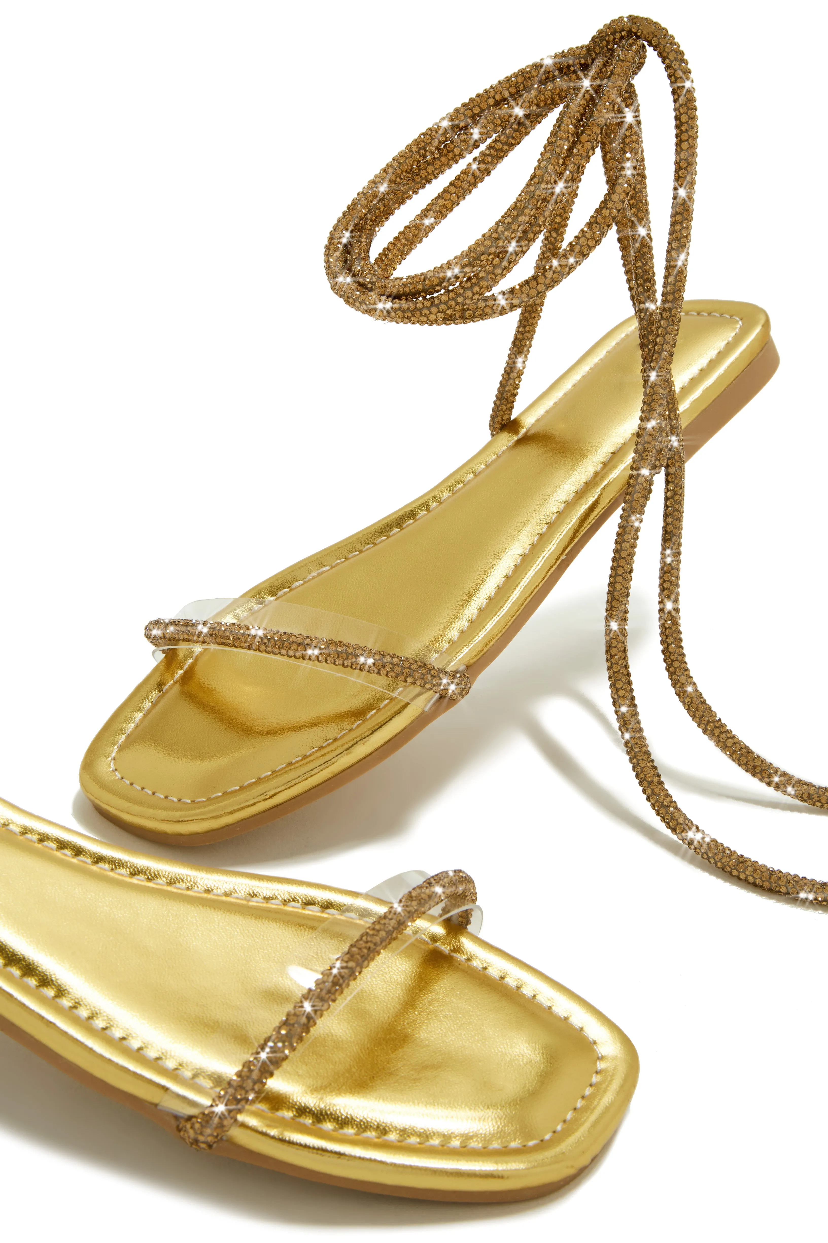 Aruba Island Embellished Lace Up Sandals - Gold sold by Miss Lola product image thumbnail 4