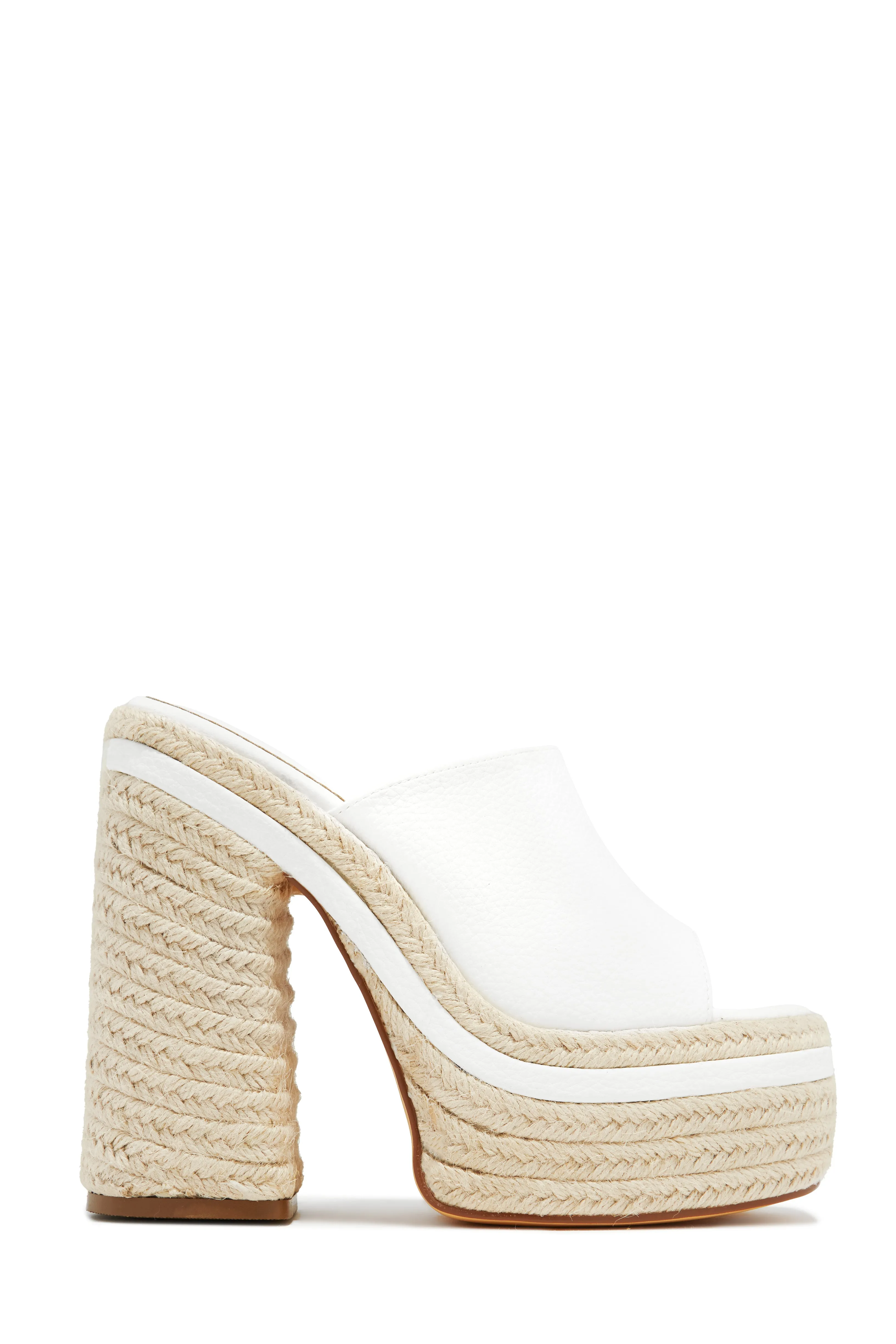 Weekend Attire Platform Block Heel Mules - White sold by Miss Lola product image thumbnail 4