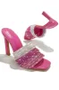 Feeling Myself Embellished High Heel Mules - Pink sold by Miss Lola