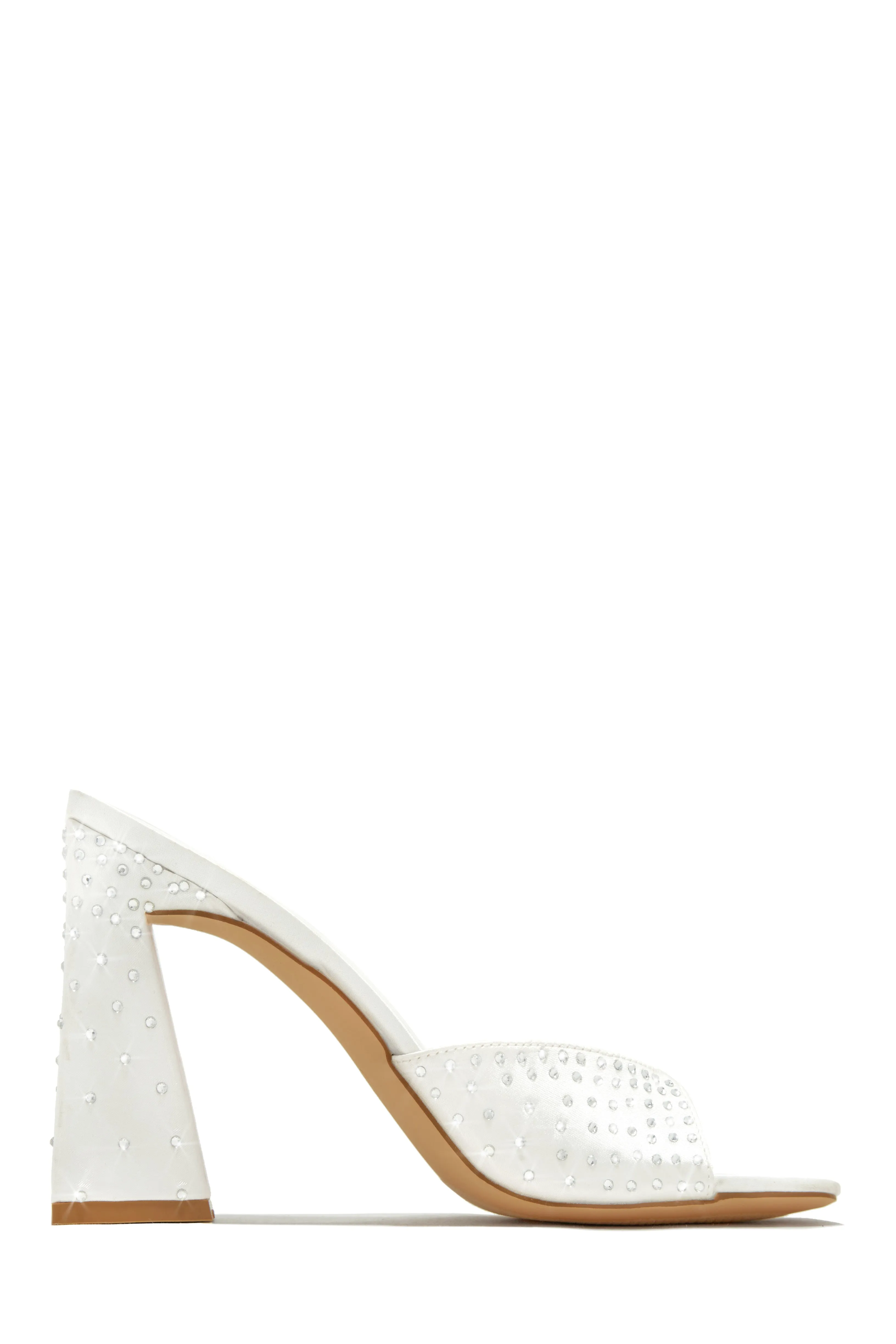 Azaria Embellished Block Heel Mules - White sold by Miss Lola product image thumbnail 5