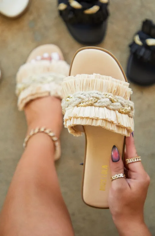 Private Island Fringe Slip On Sandals - Nude sold by Miss Lola