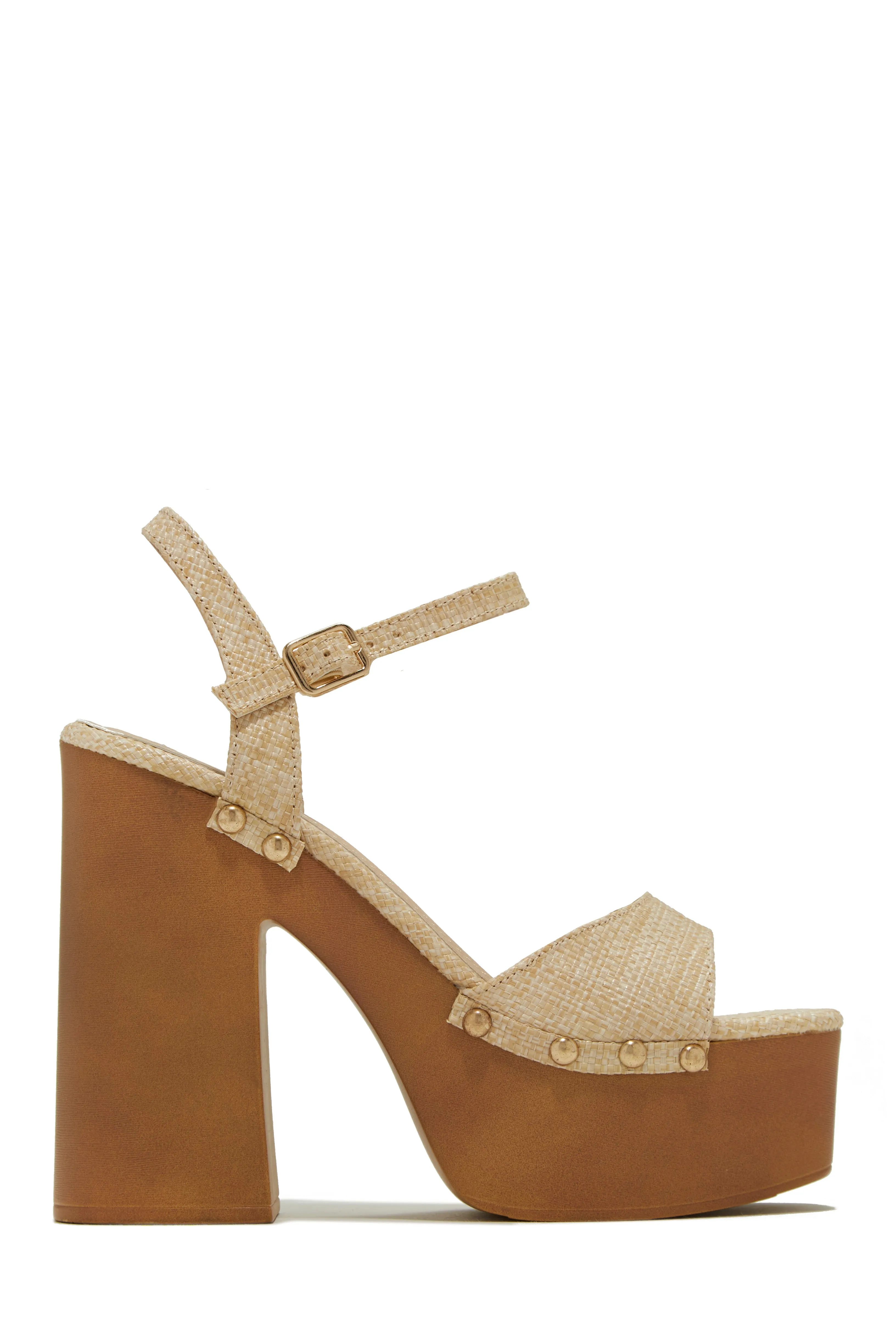 Kammy Platform Block High Heels - Natural sold by Miss Lola product image thumbnail 4