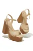 Kammy Platform Block High Heels - Natural sold by Miss Lola