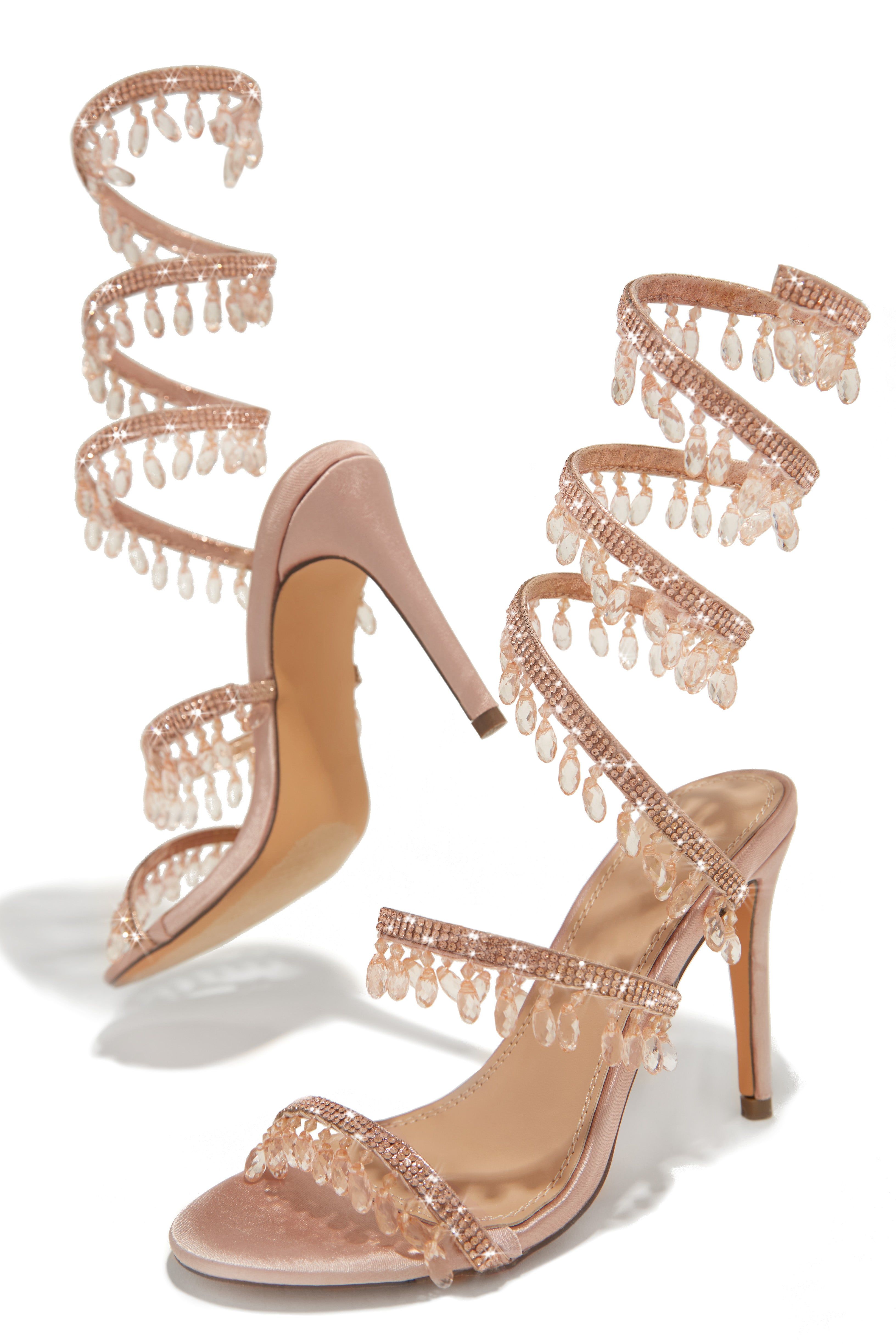 Feeling Divine Embellished Around The Ankle Coil Heels - Nude sold by Miss Lola product image thumbnail 5