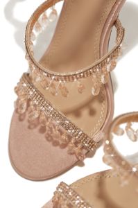 Feeling Divine Embellished Around The Ankle Coil Heels - Nude sold by Miss Lola