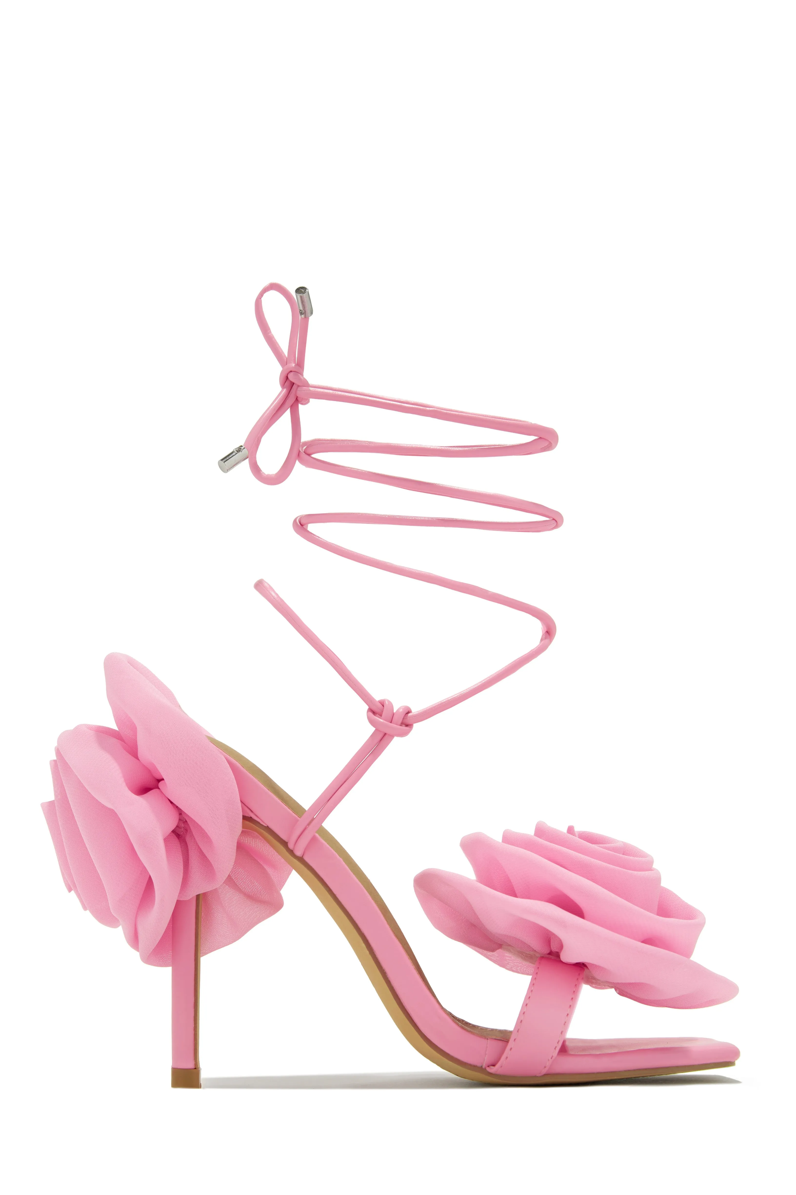 Divine Bloom Rosette Lace Up Heels - Pink sold by Miss Lola product image thumbnail 2