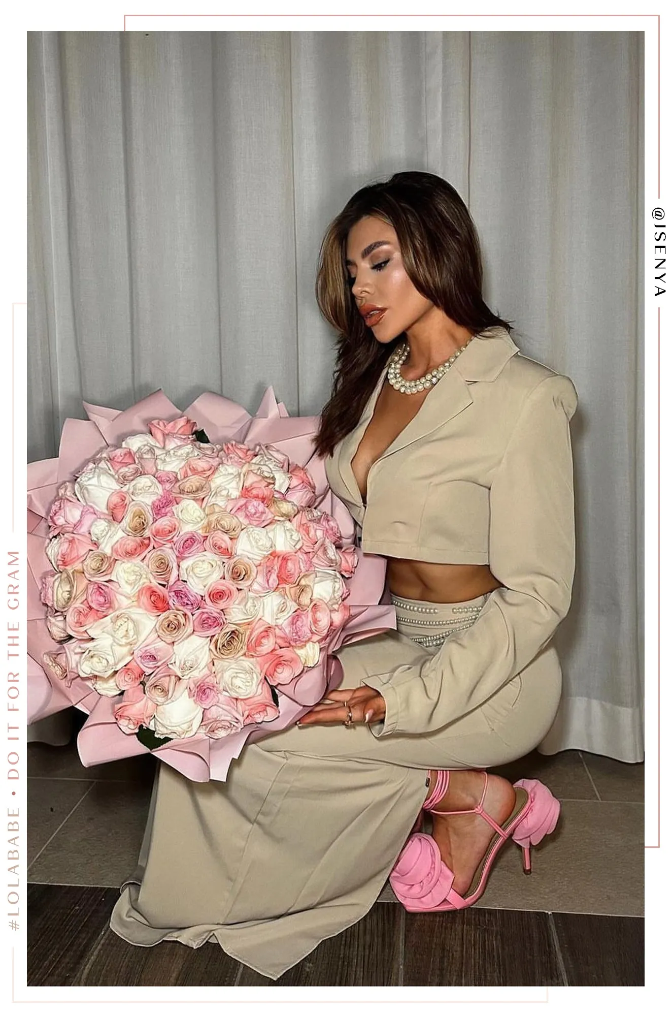 Divine Bloom Rosette Lace Up Heels - Pink sold by Miss Lola product image thumbnail 3