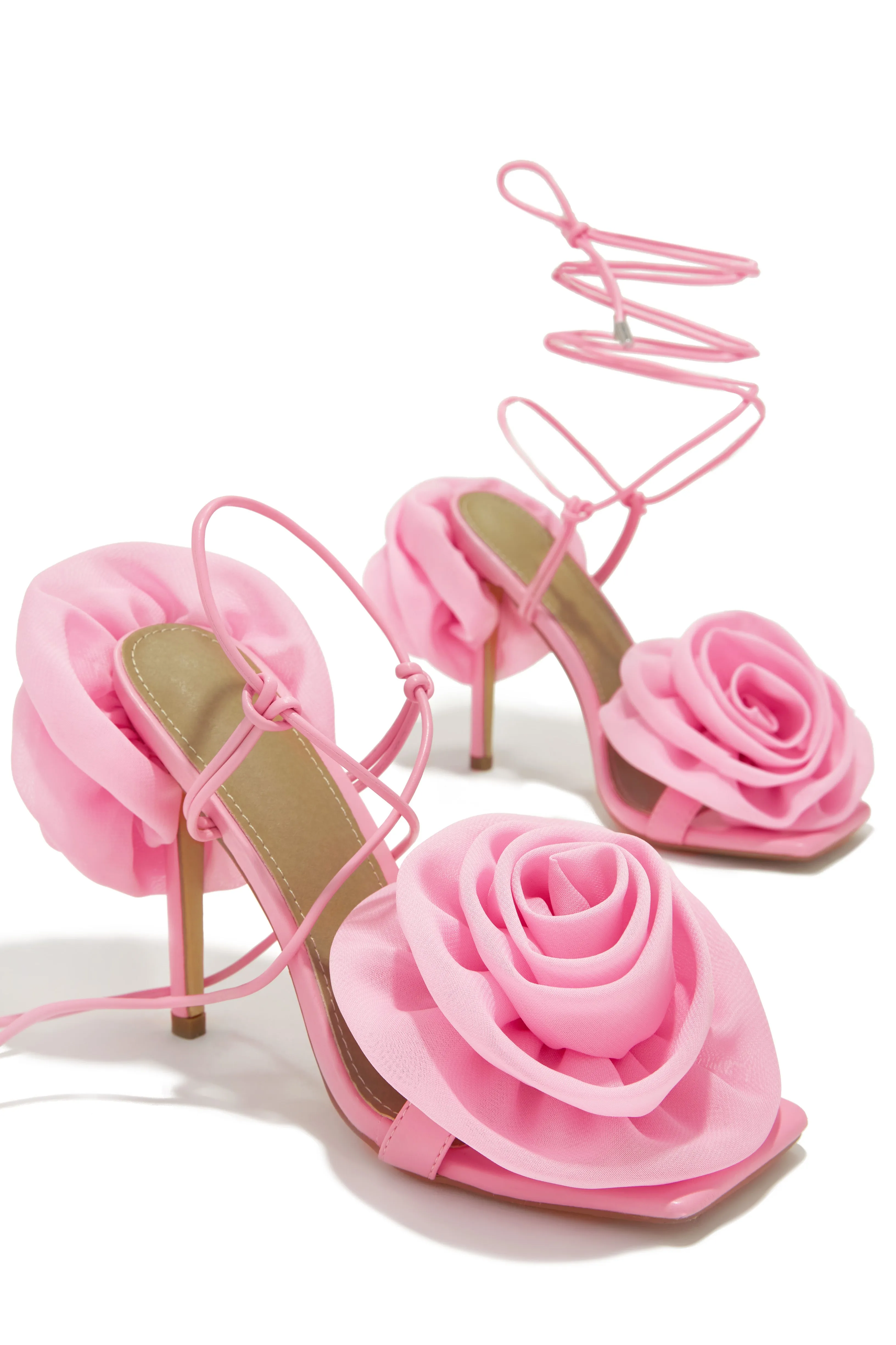 Divine Bloom Rosette Lace Up Heels - Pink sold by Miss Lola product image thumbnail 5
