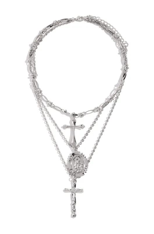Love And Light Layered Necklace - Silver sold by Miss Lola