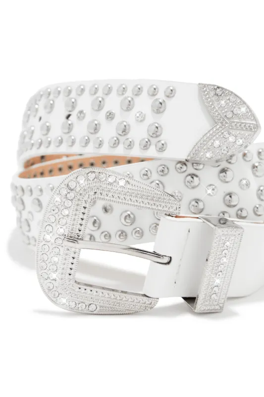 Emina Studded PU Belt - White sold by Miss Lola