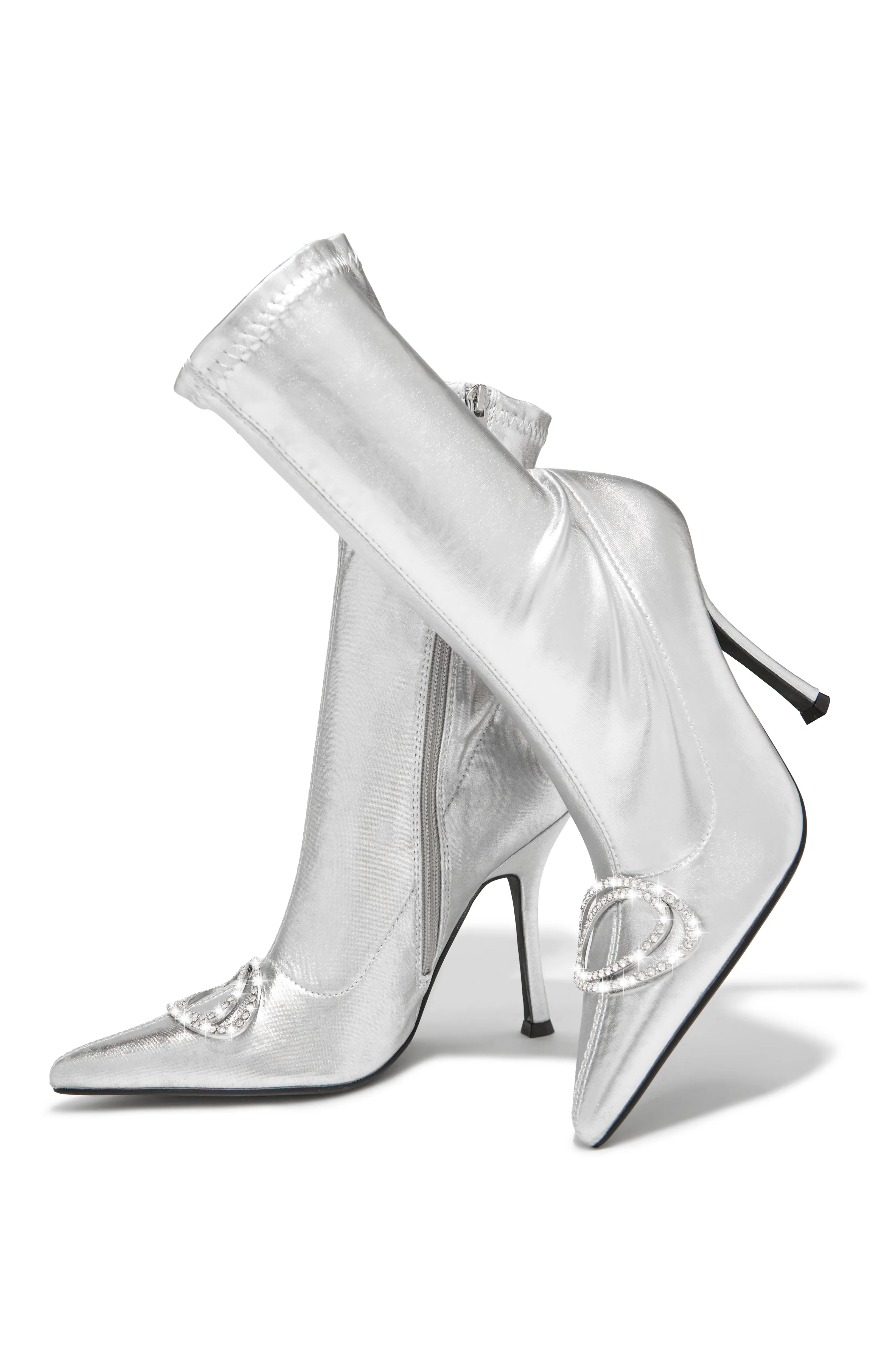 Alisa Embellished Ankle Boots - Silver sold by Miss Lola product image thumbnail 2