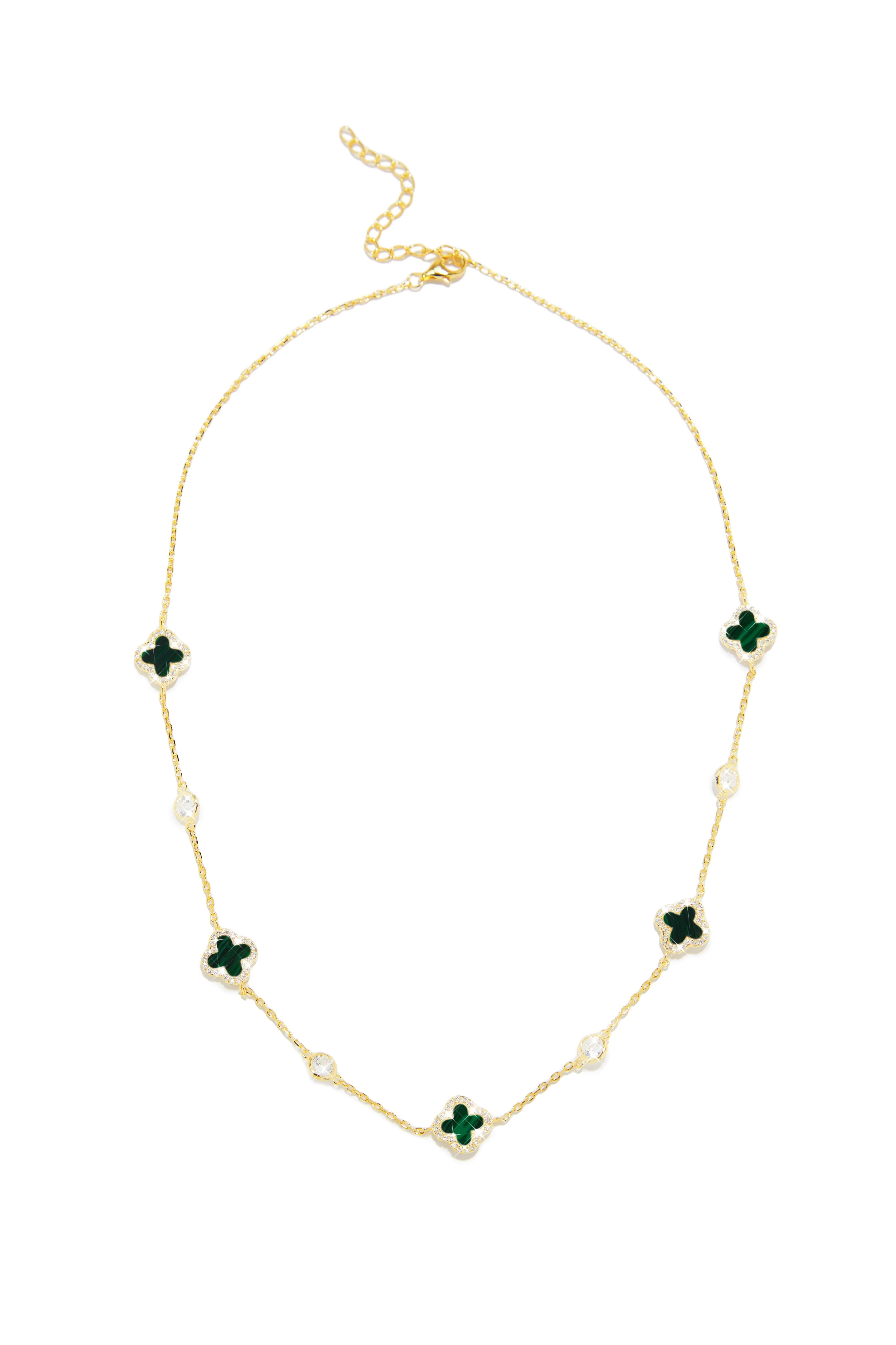 Golden Paradise Sterling Silver Clover Necklace - Green sold by Miss Lola