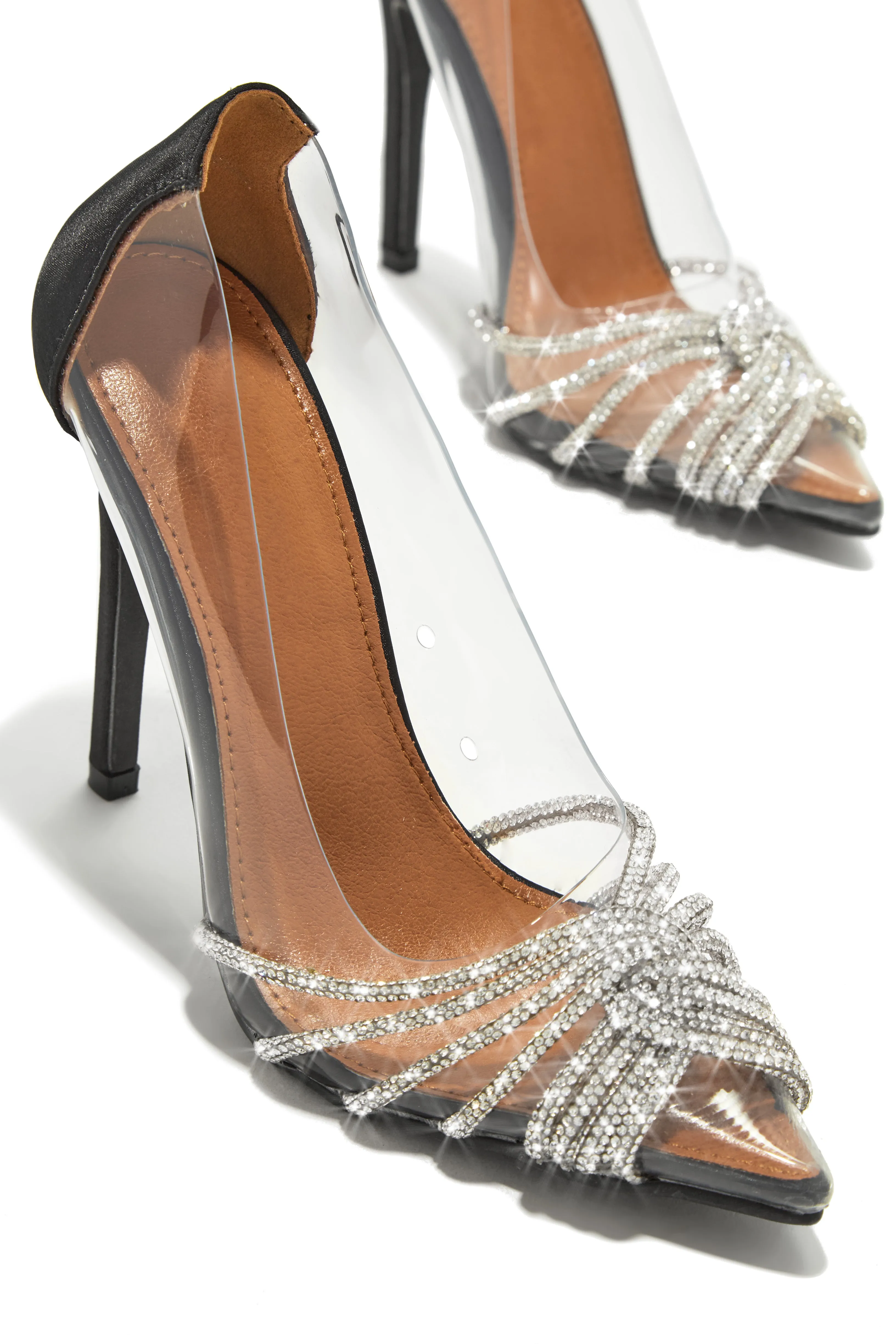 Champagne Toast Embellished Pointed Toe Pumps - Black sold by Miss Lola product image thumbnail 2