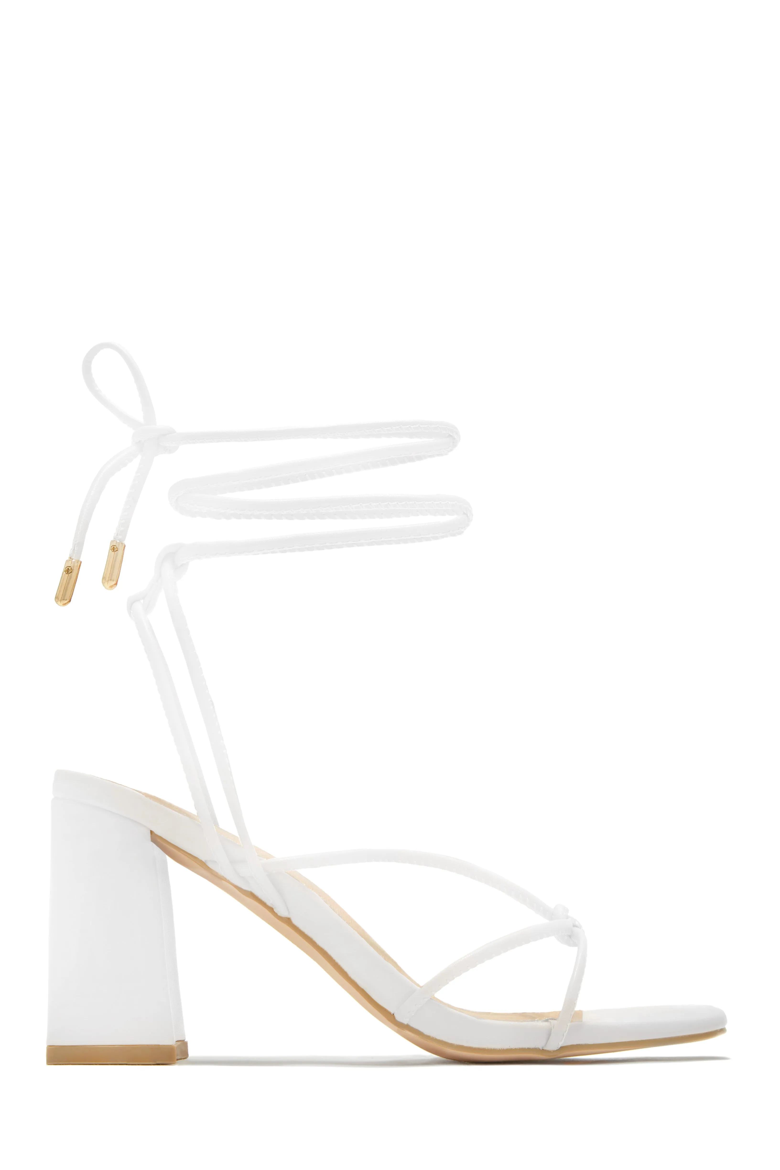 Briella Lace Up Block Heels - White sold by Miss Lola product image thumbnail 5