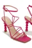 St. Barts Summer Square Toe Strappy Heels - Pink sold by Miss Lola