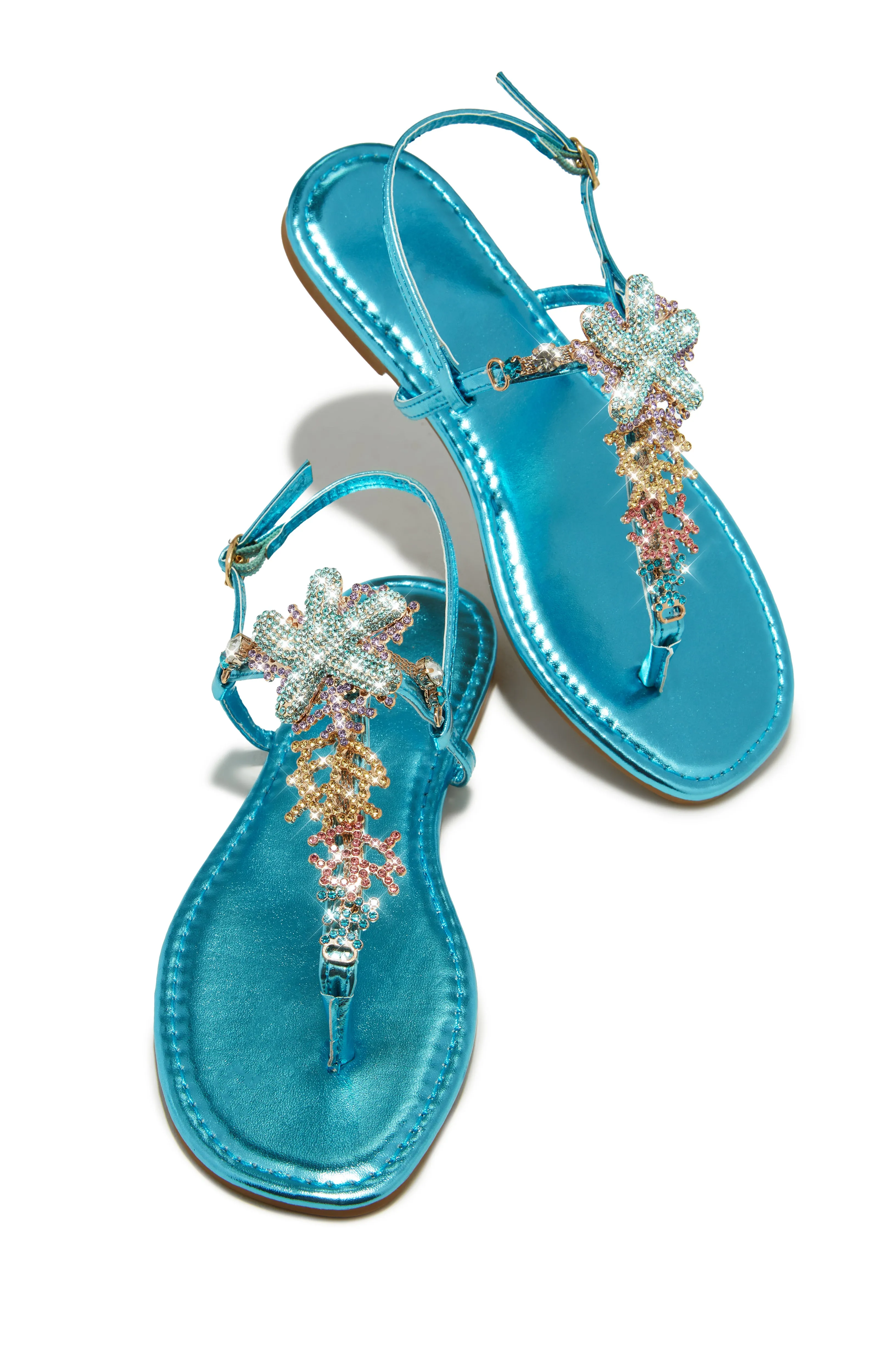 Sea Goddess Embellished Sandals - Blue sold by Miss Lola product image thumbnail 5