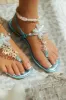 Sea Goddess Embellished Sandals - Blue sold by Miss Lola