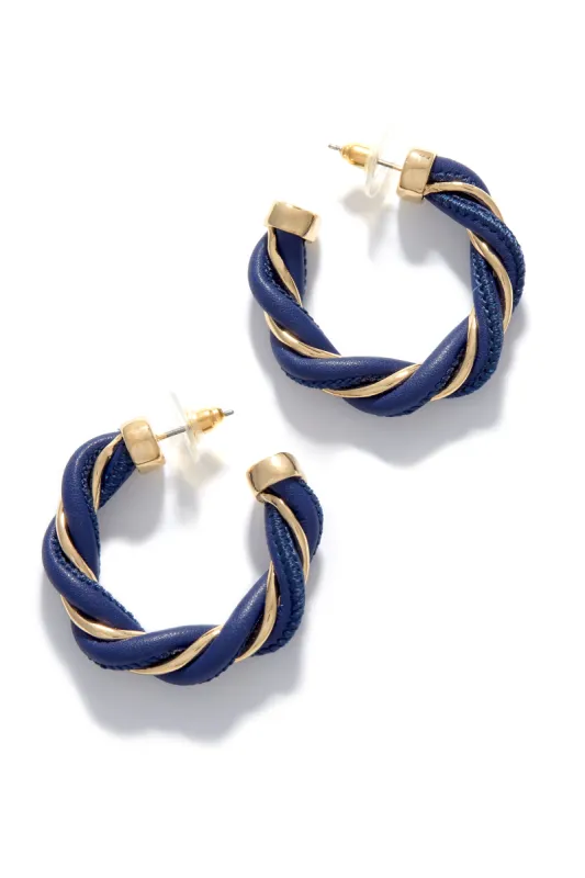 Cely PU Hoop Earring - Navy made by Miss Lola
