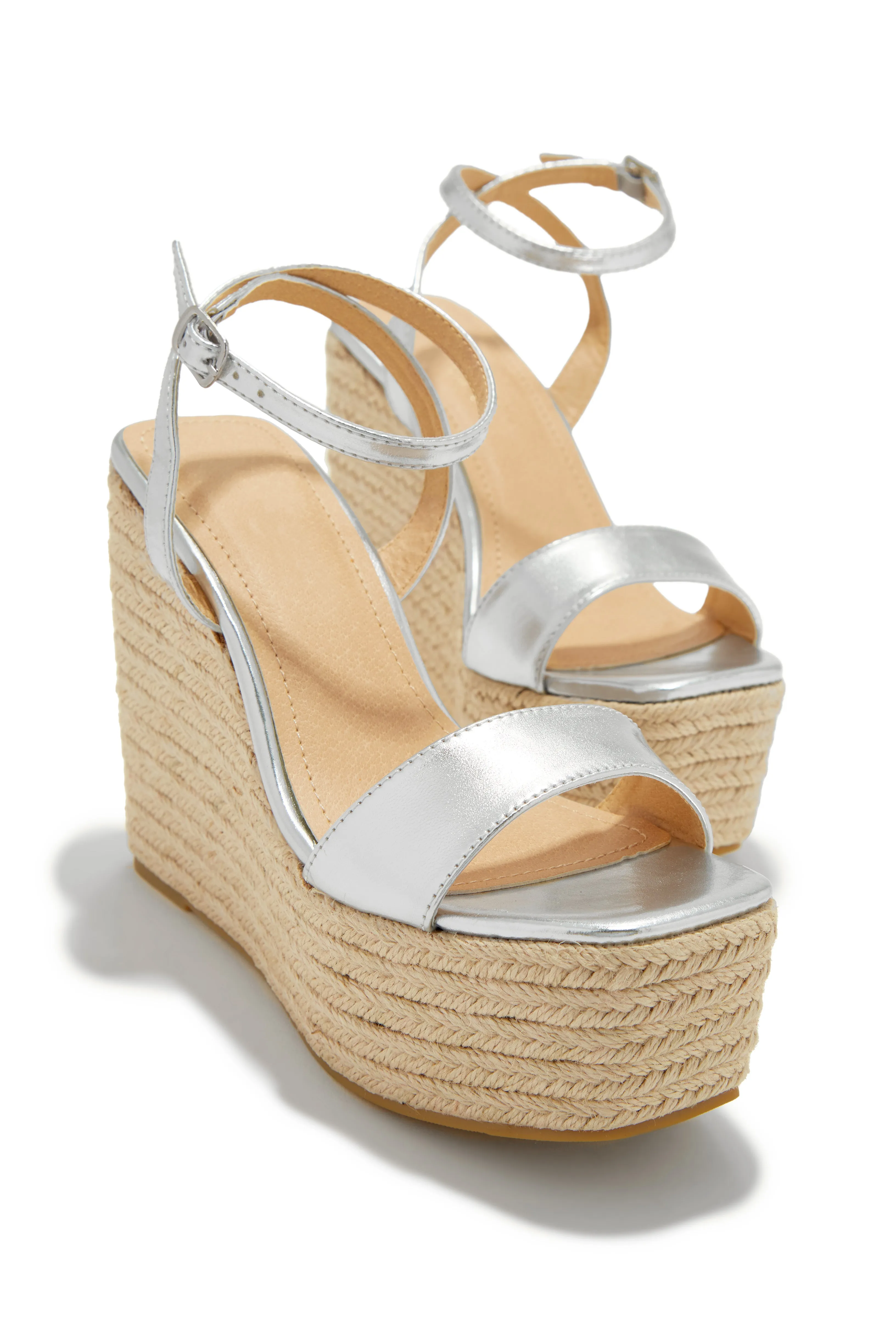 Poolside Espadrille Platform Wedges - Silver sold by Miss Lola product image thumbnail 4