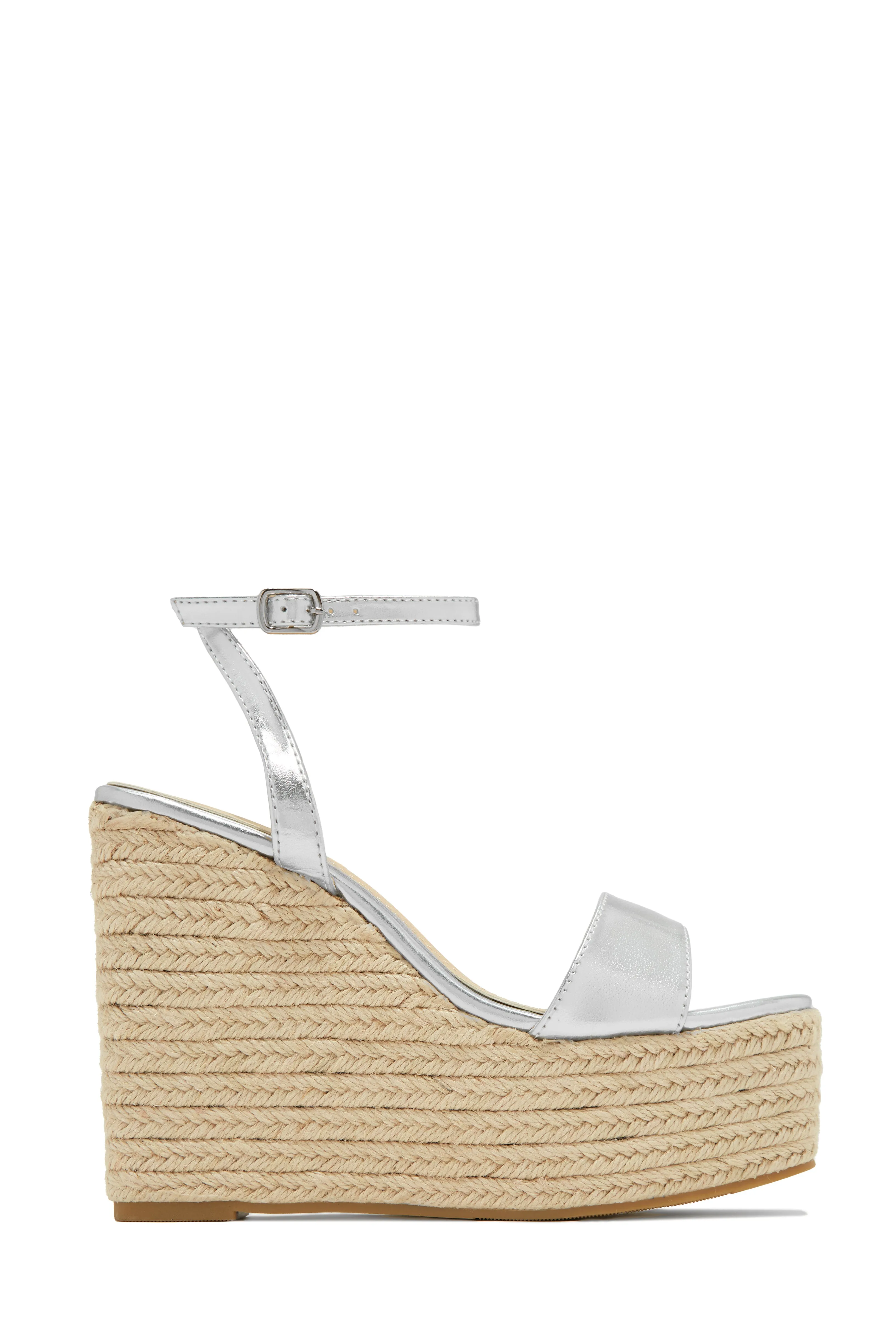 Poolside Espadrille Platform Wedges - Silver sold by Miss Lola product image thumbnail 5
