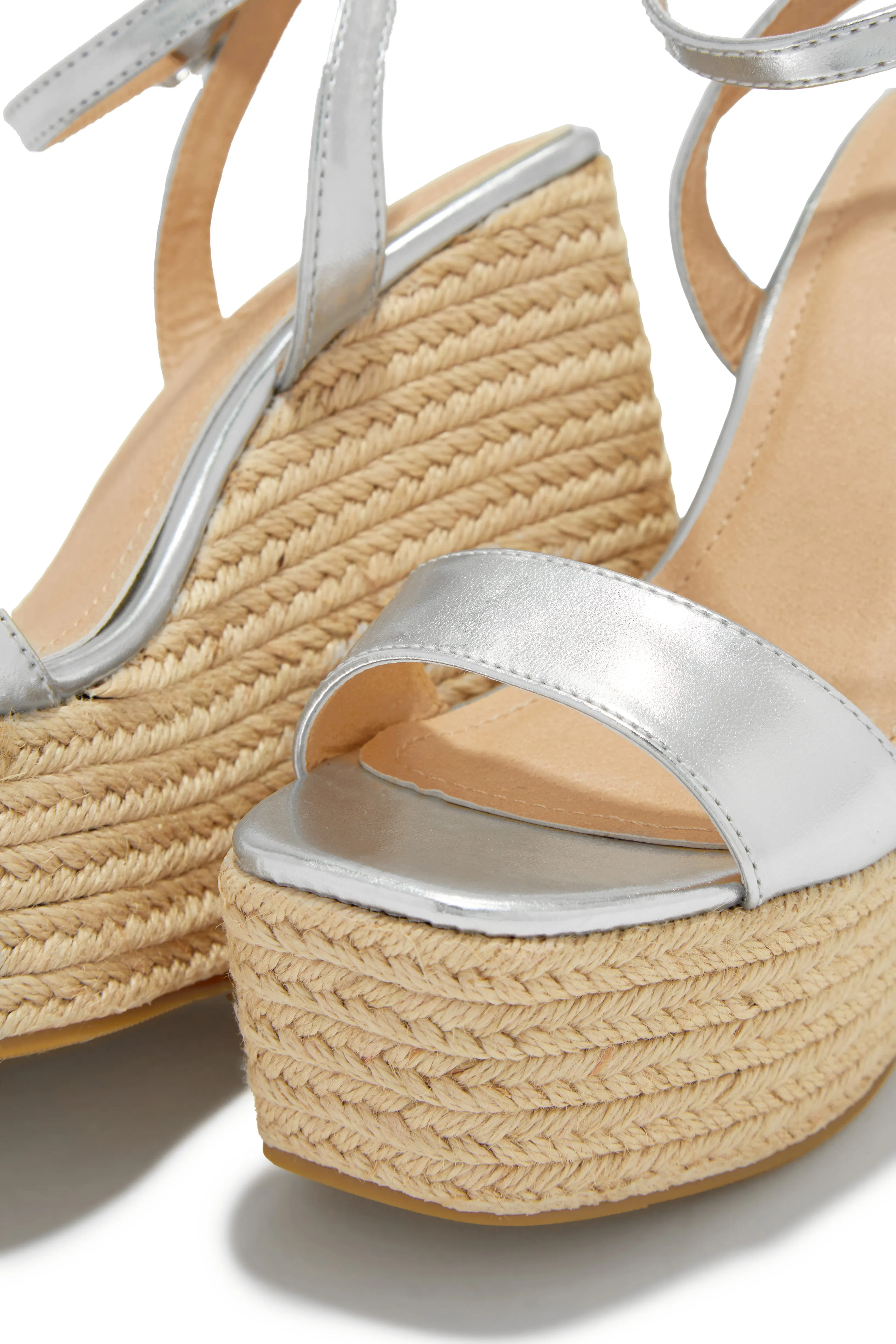 Poolside Espadrille Platform Wedges - Silver sold by Miss Lola product image thumbnail 2