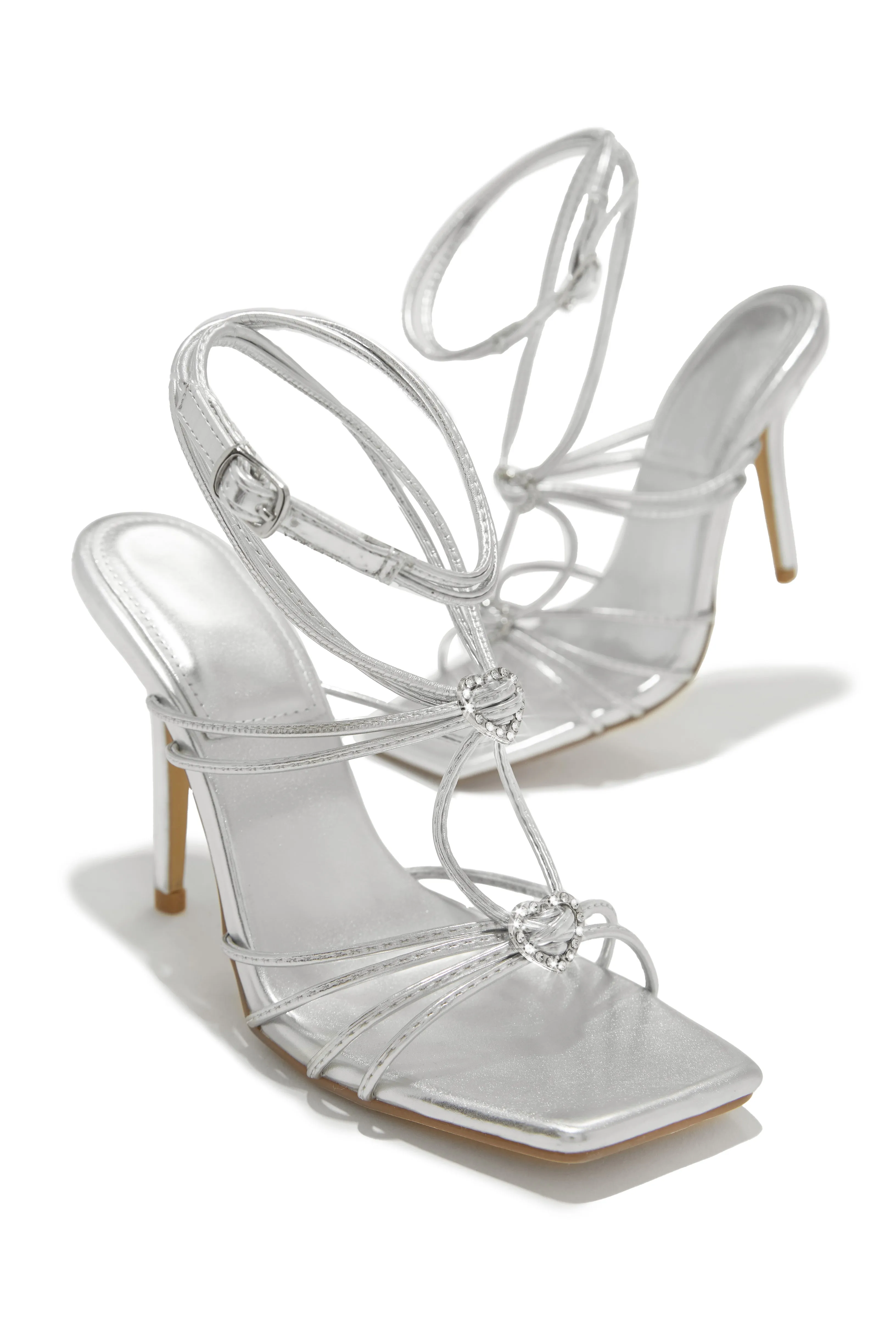 Lovestruck Embellished Strappy High Heels - Silver sold by Miss Lola product image thumbnail 2