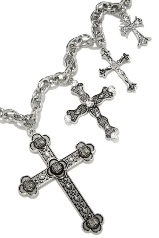 Emarya Western Cross Chain Belt - Silver sold by Miss Lola