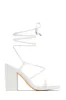 Aria Lace Up Block Heels - White sold by Miss Lola