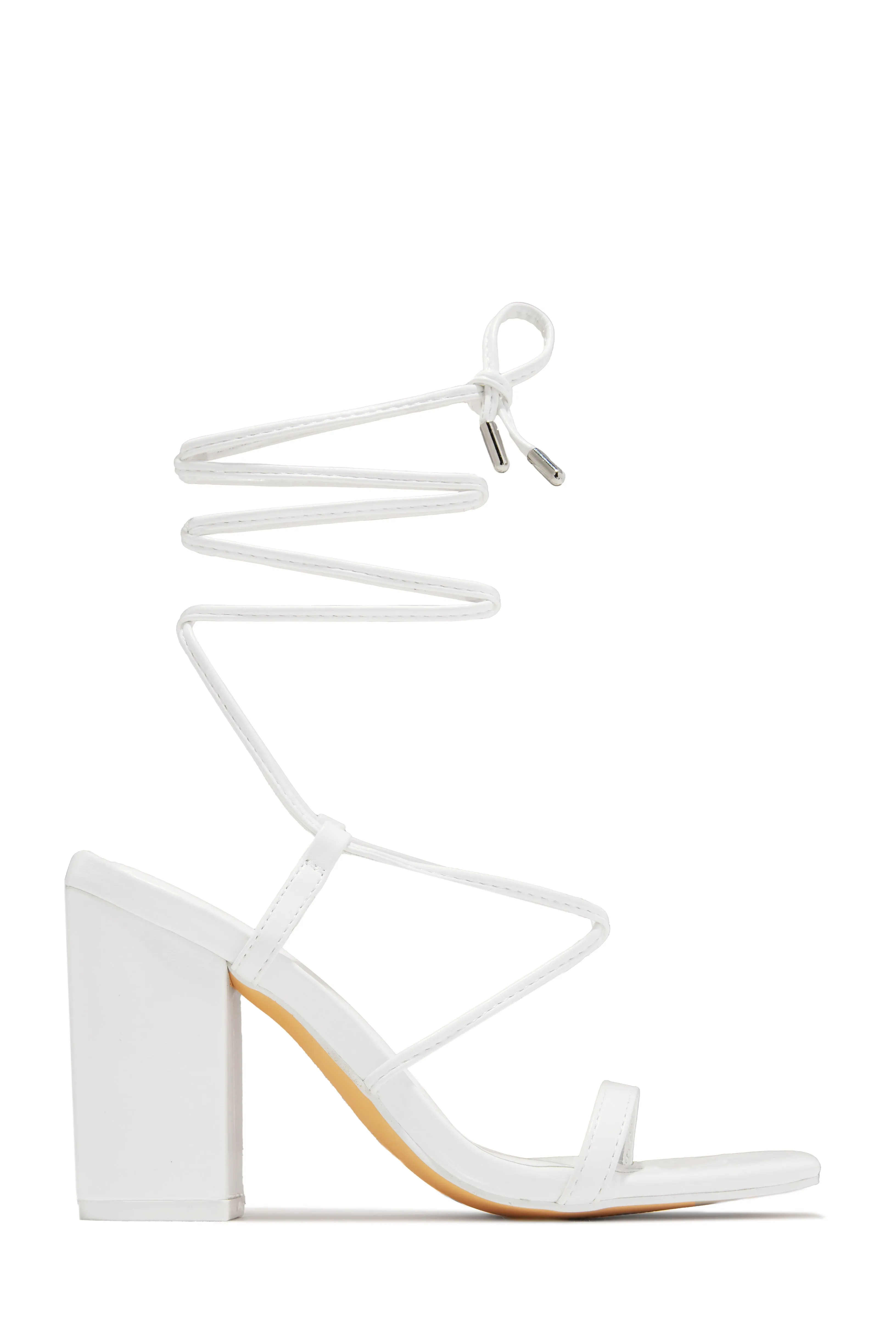 Aria Lace Up Block Heels - White sold by Miss Lola product image thumbnail 3