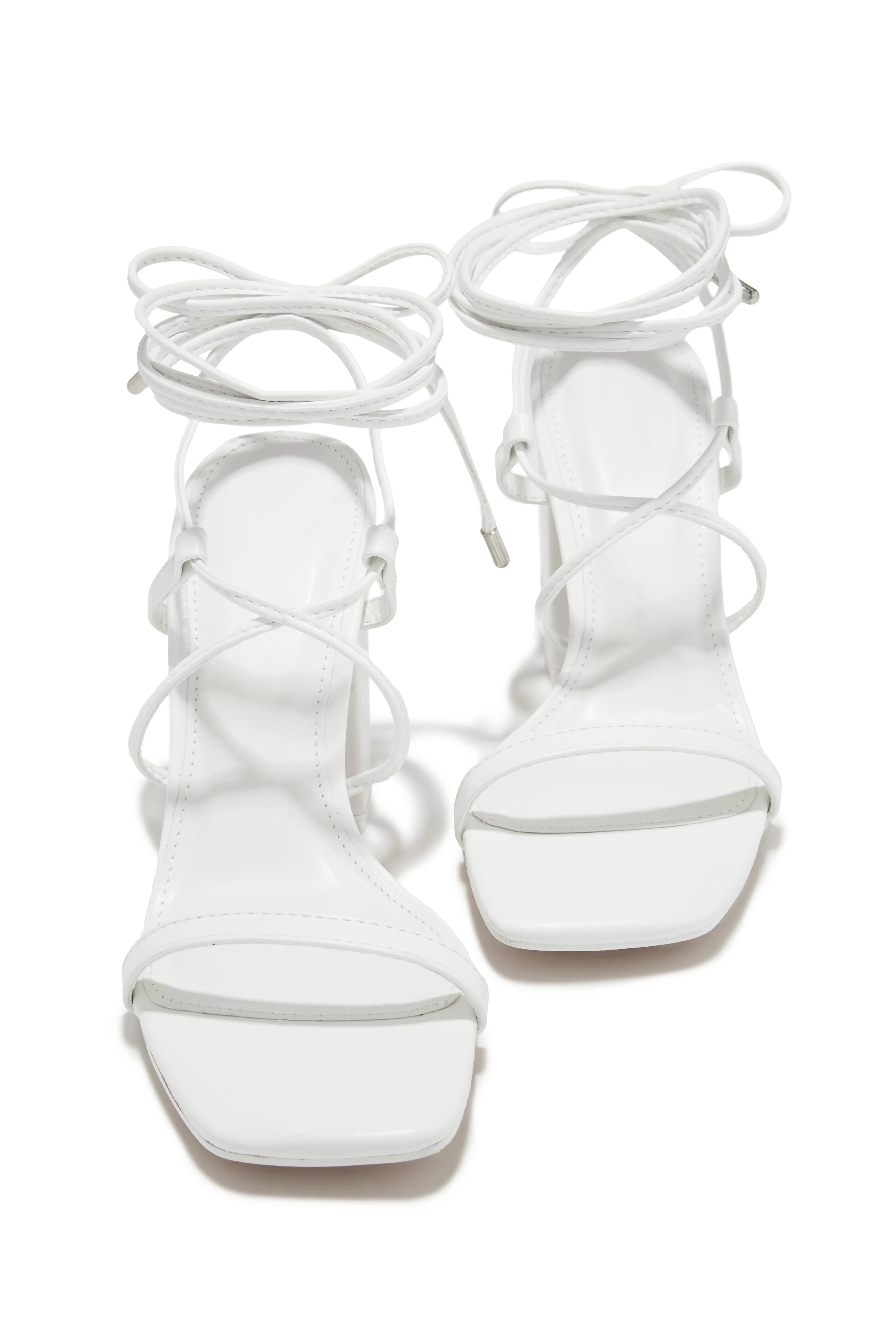 Aria Lace Up Block Heels - White sold by Miss Lola product image thumbnail 2