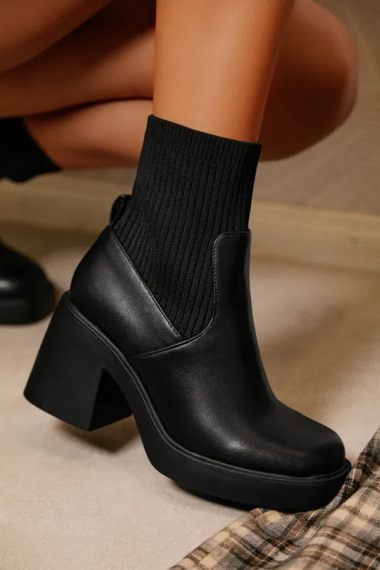 Addie Block Heel Ankle Boots - Black sold by Miss Lola