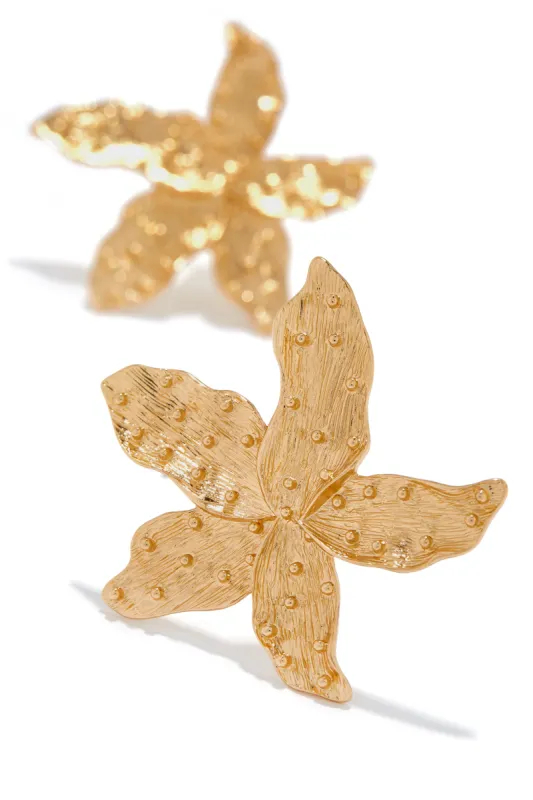 Flor Statement Flower Earring - Gold sold by Miss Lola