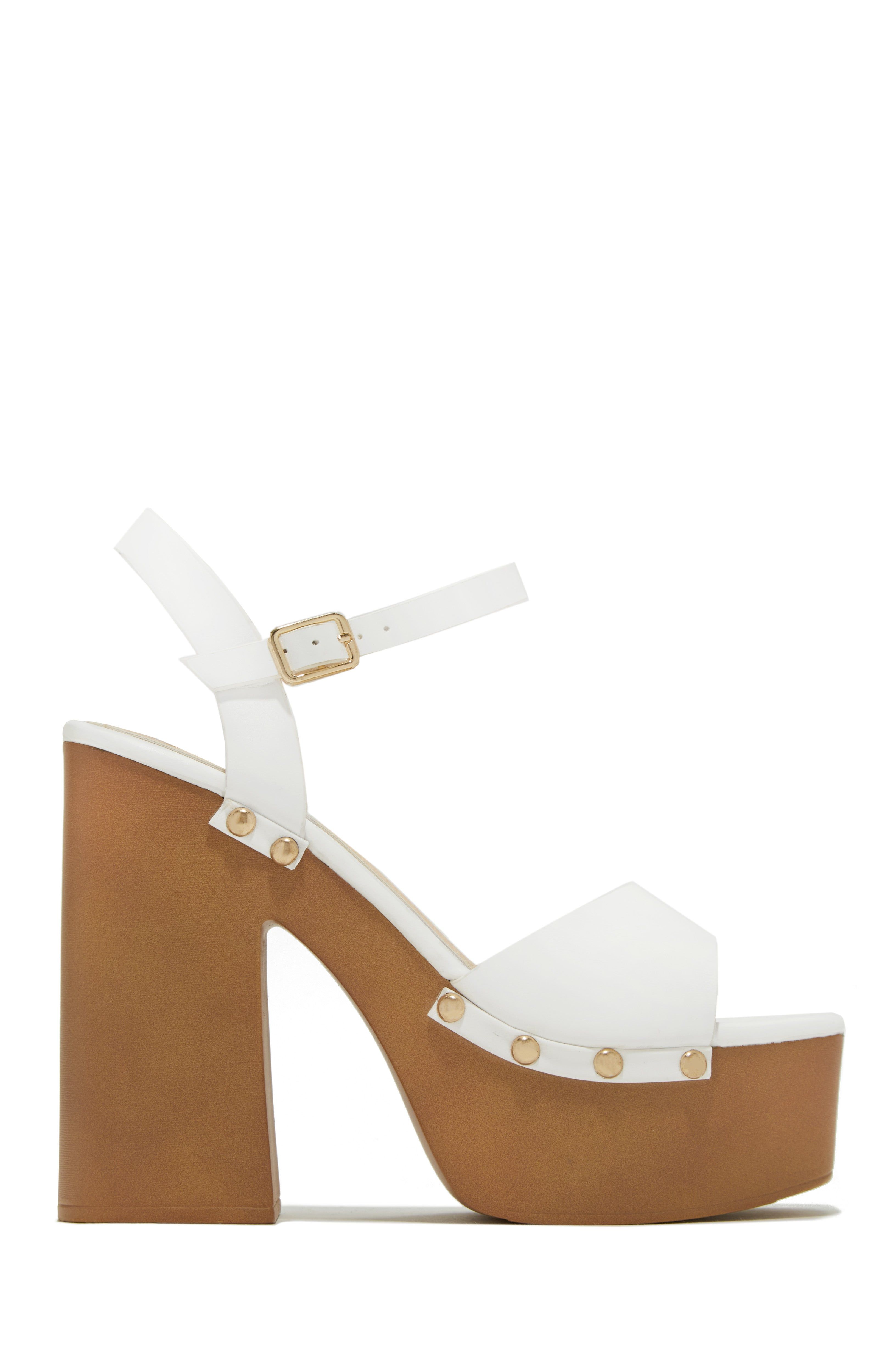Kammy Platform Block High Heels - White sold by Miss Lola product image thumbnail 5