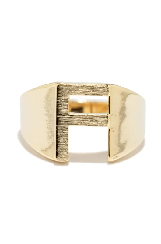 F Initial Ring Initial Chunky Ring - Gold sold by Miss Lola