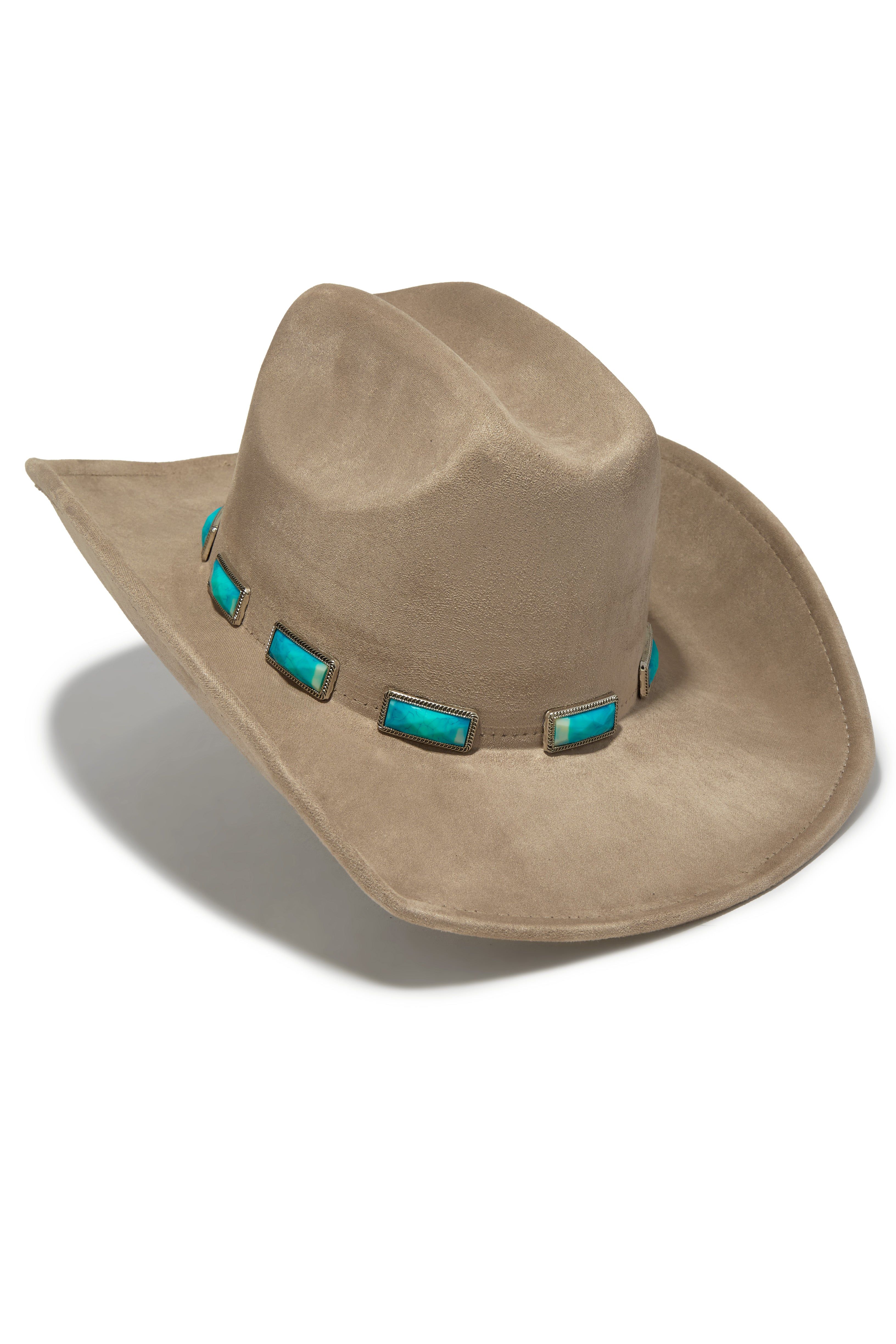 Road Trips Turquoise Pendant Cowgirl Hat - Taupe sold by Miss Lola product image thumbnail 3