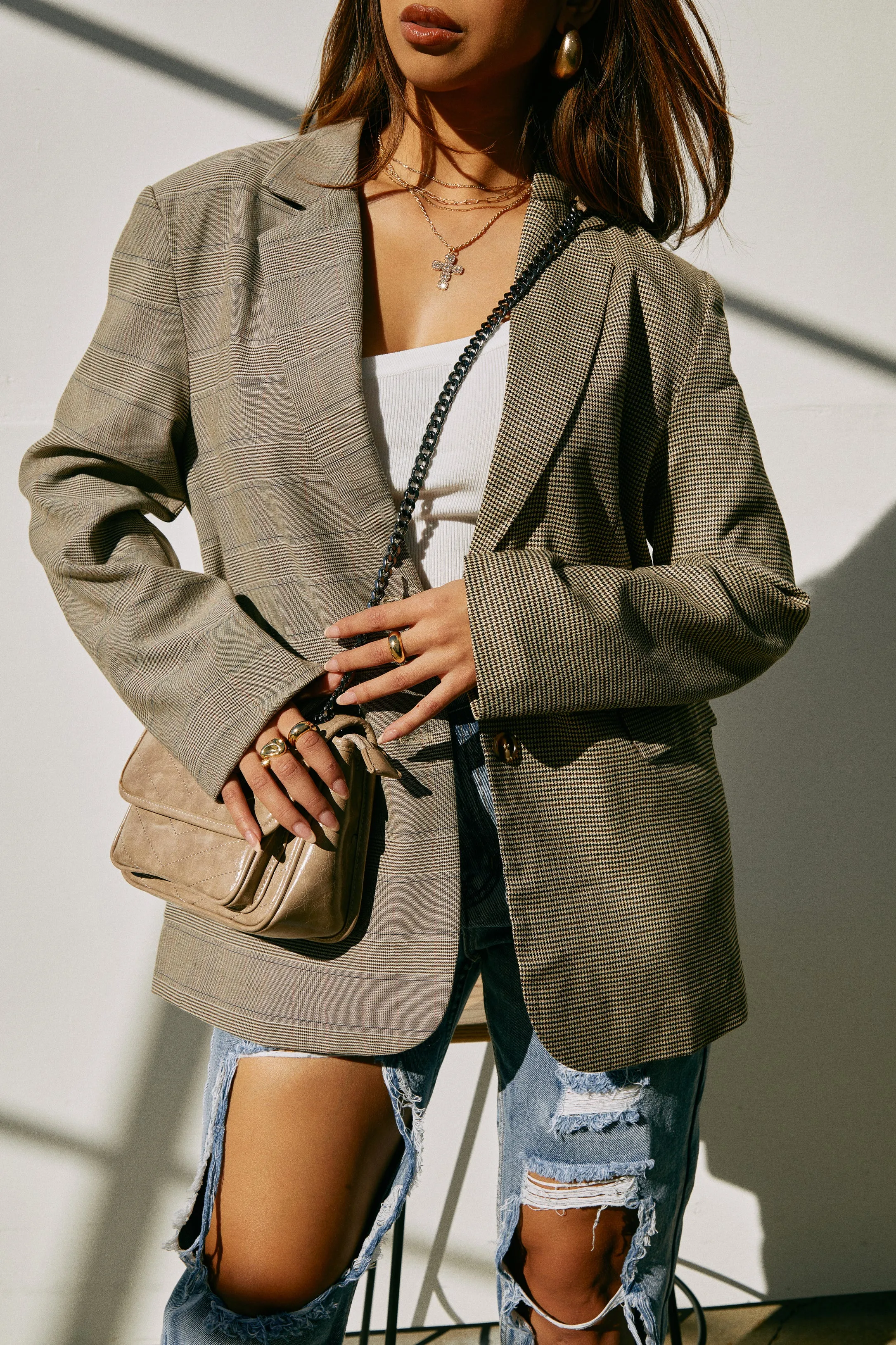 Alicia Quilted Crossbody Bag - Natural sold by Miss Lola product image thumbnail 4