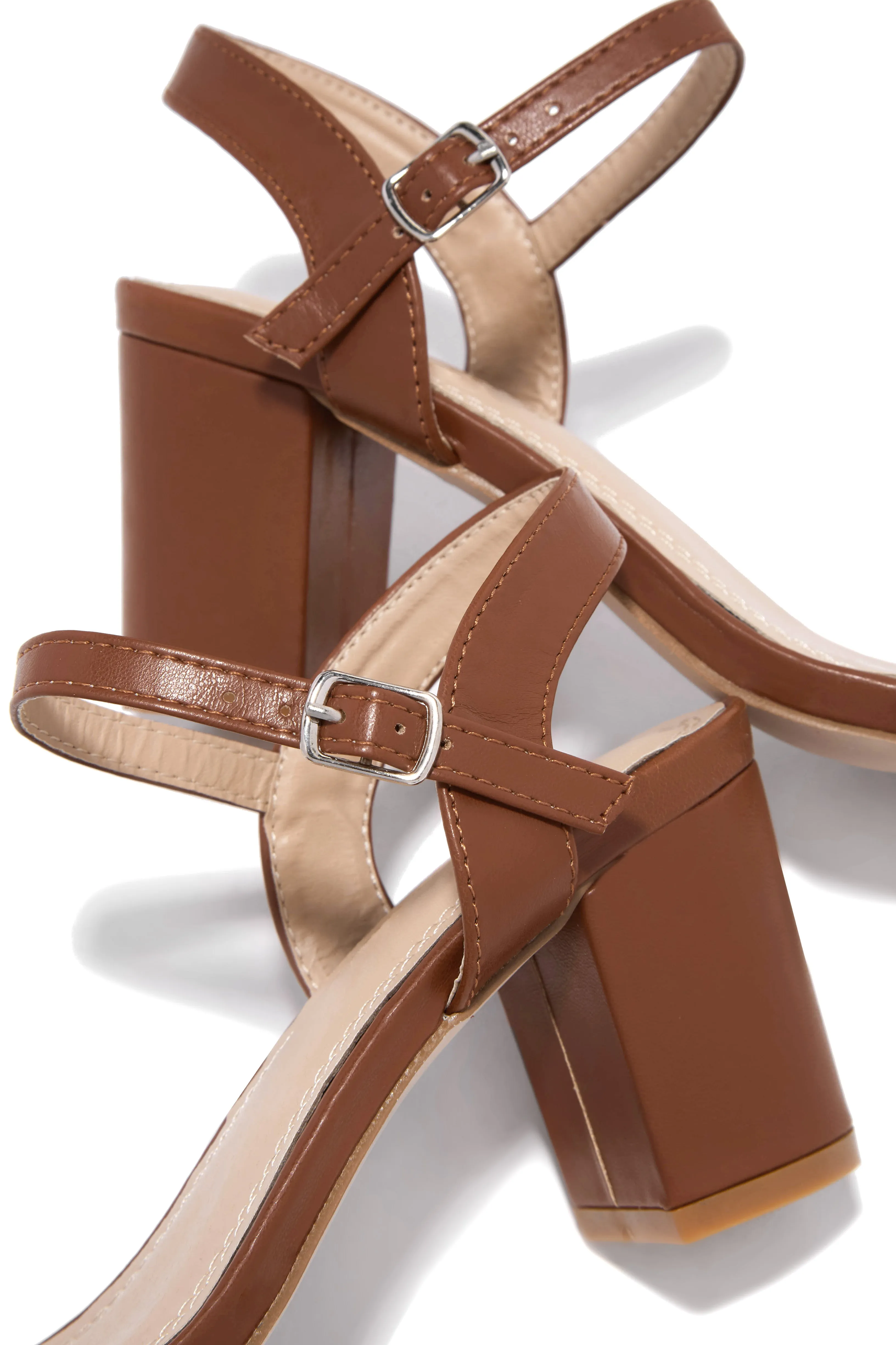 Deryna Ankle Strap Block Heels - Tan sold by Miss Lola product image thumbnail 3
