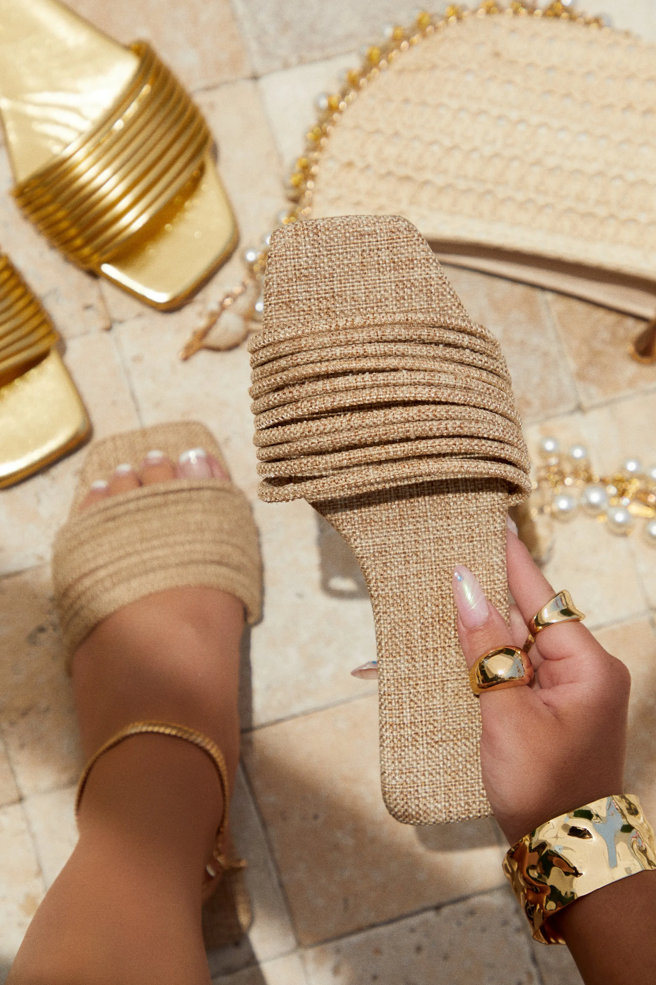 Sun Chaser Slip On Sandals - Natural sold by Miss Lola