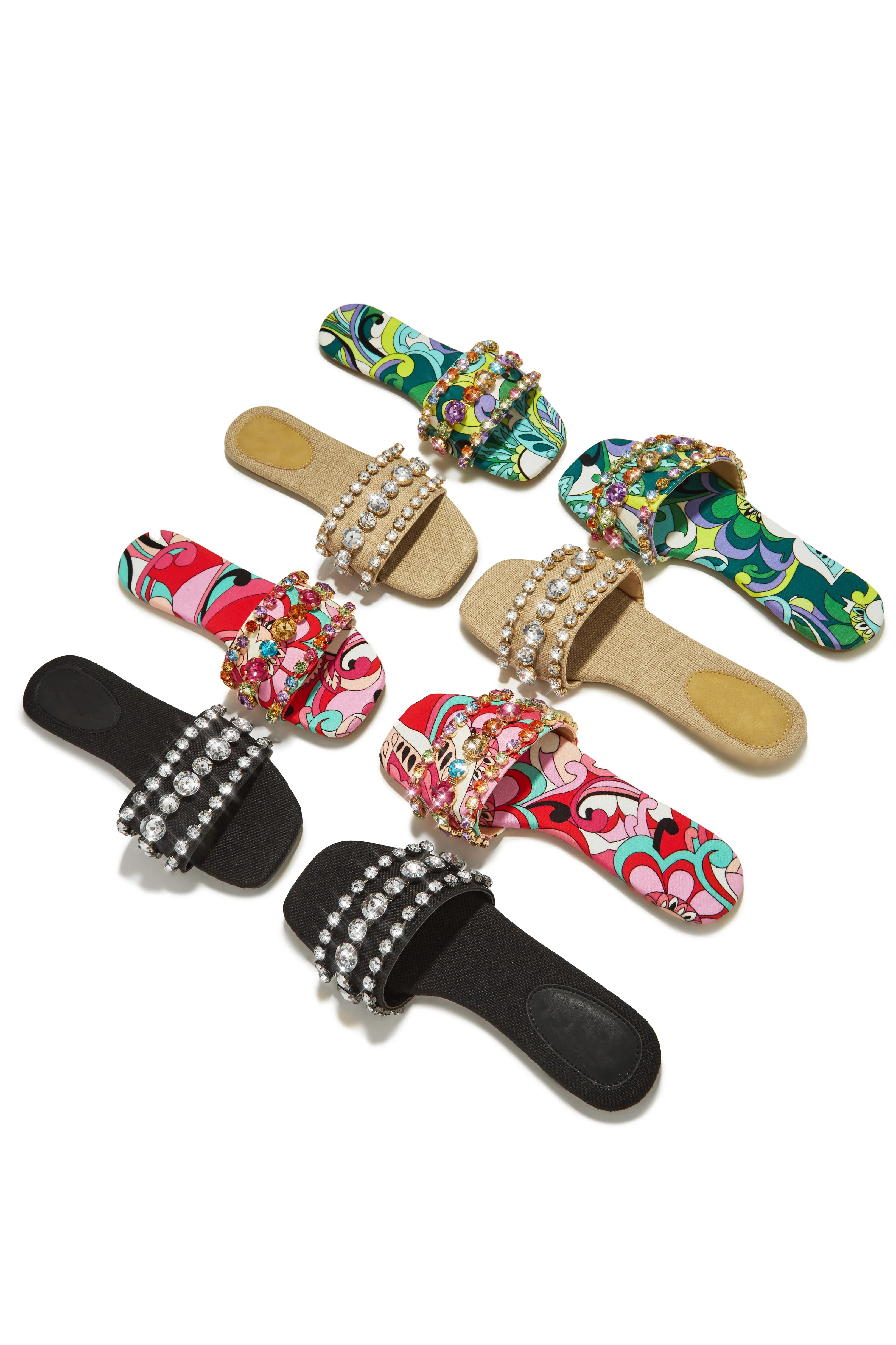 Luxe Paradise Embellished Slip On Sandals - Natural sold by Miss Lola product image thumbnail 5