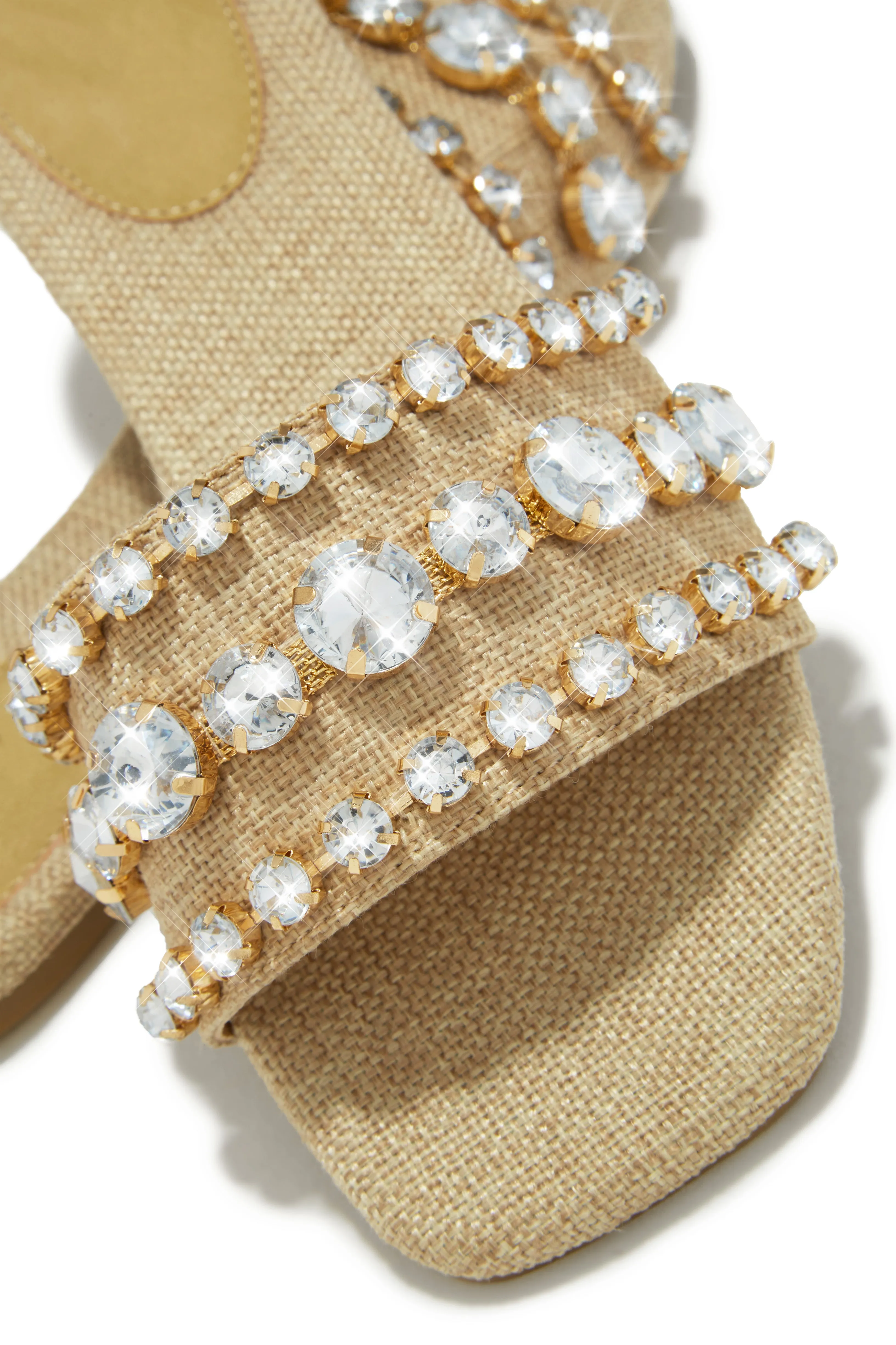 Luxe Paradise Embellished Slip On Sandals - Natural sold by Miss Lola product image thumbnail 3