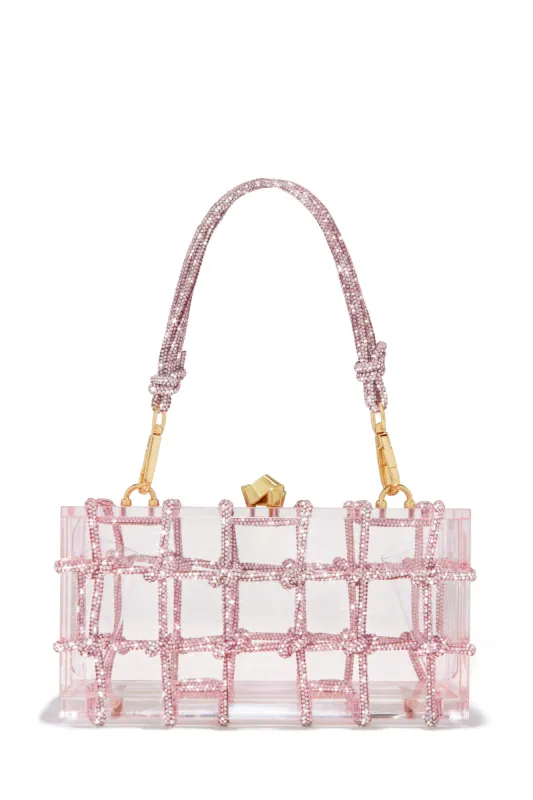 Forever Perfect Embellished Caged Clear Bag - Pink sold by Miss Lola