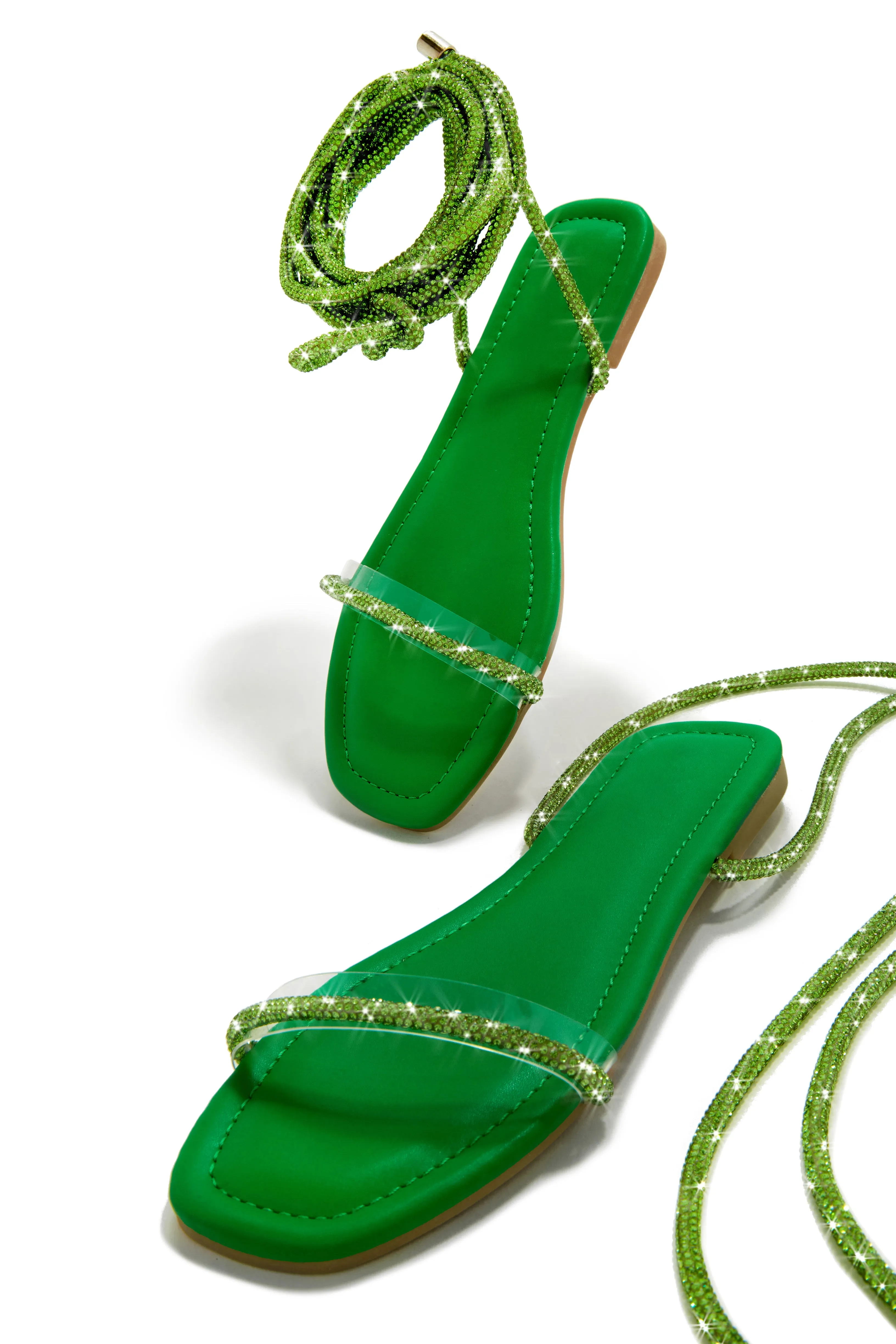 Aruba Island Embellished Lace Up Sandals - Green sold by Miss Lola product image thumbnail 2
