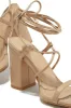 Aria Lace Up Block Heels - Nude sold by Miss Lola