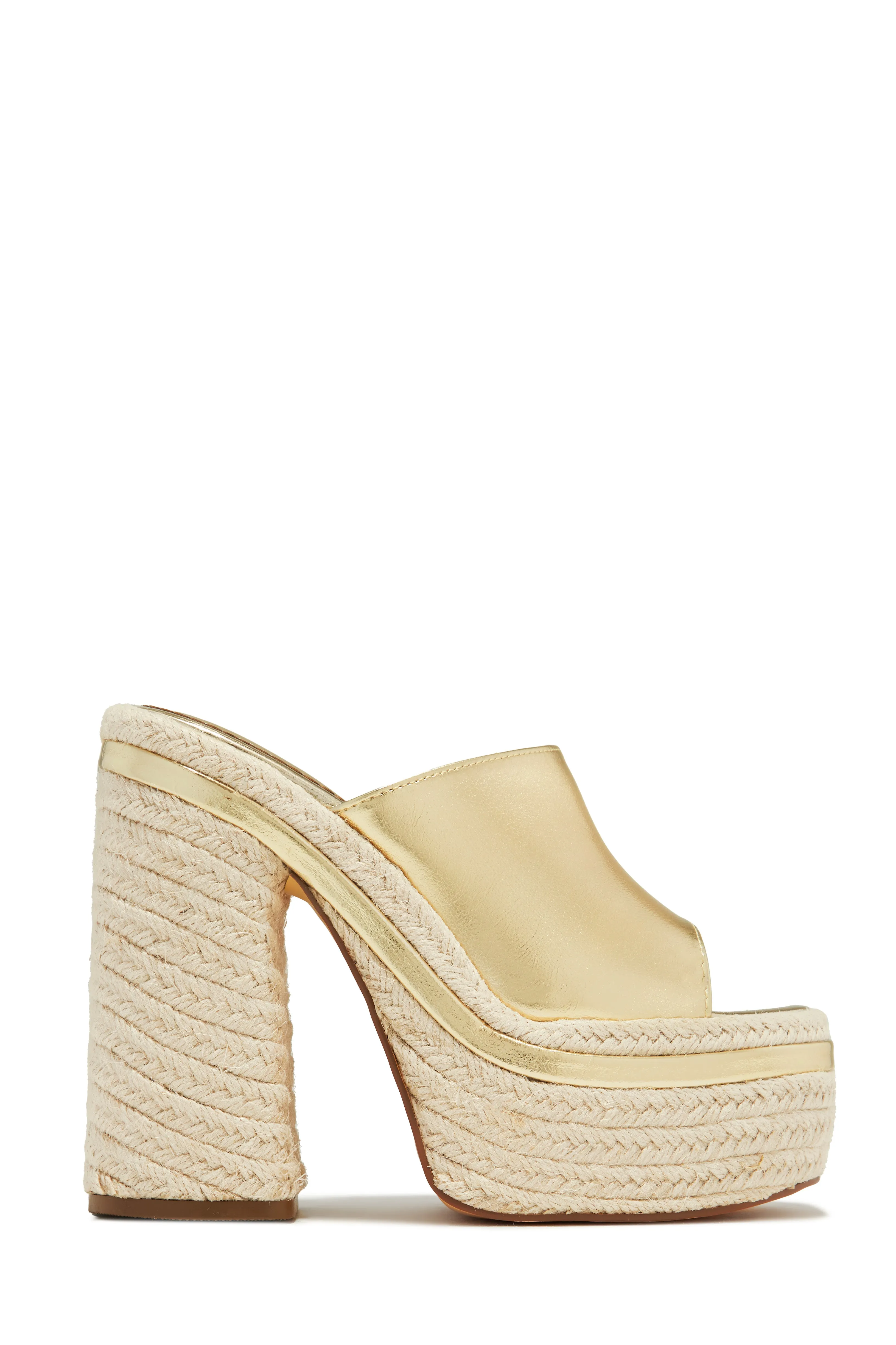 Weekend Attire Platform Block Heel Mules - Gold sold by Miss Lola product image thumbnail 5