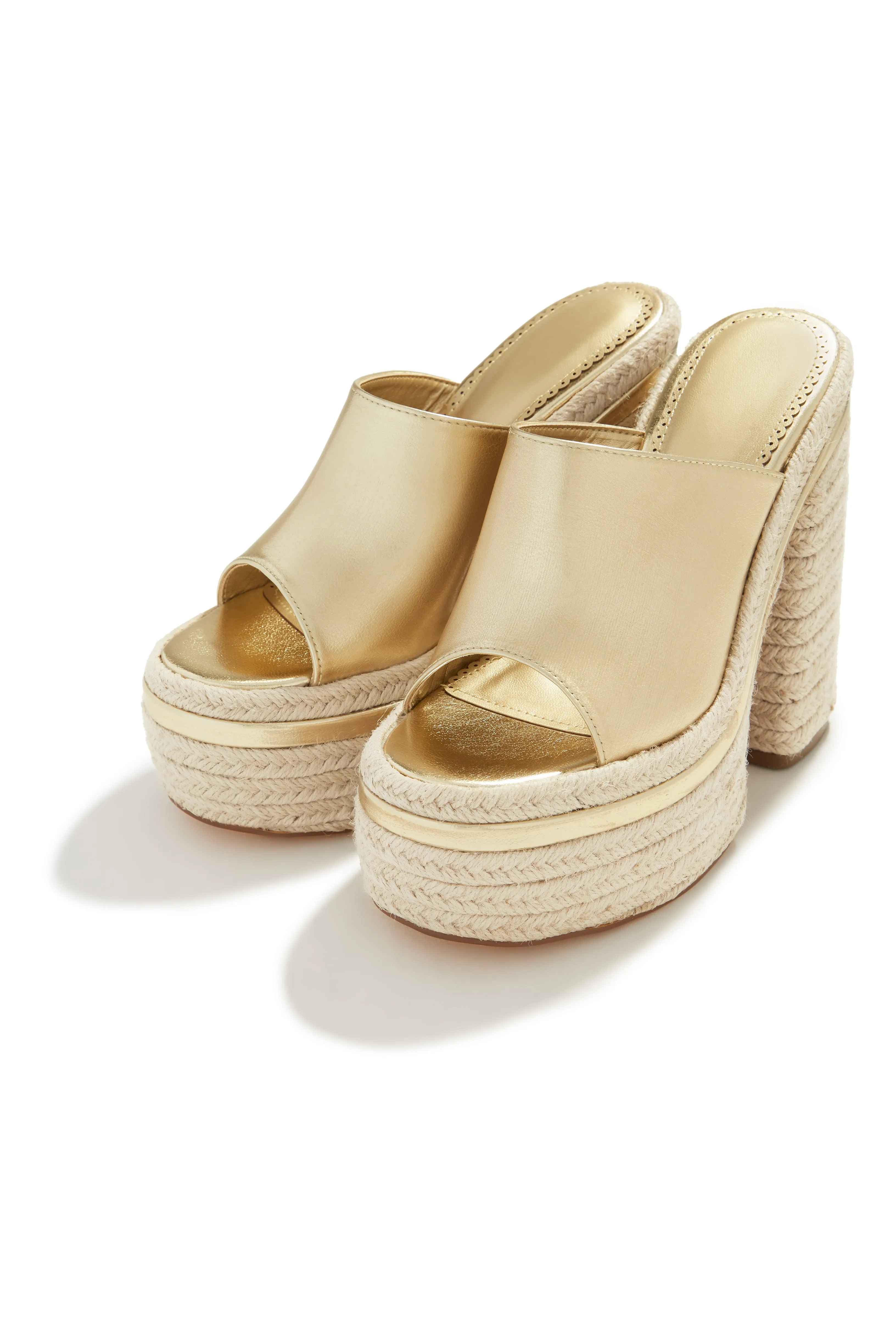 Weekend Attire Platform Block Heel Mules - Gold sold by Miss Lola product image thumbnail 2