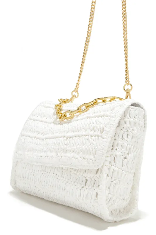 Weekend Resort Woven Crossbody Handbag - White sold by Miss Lola