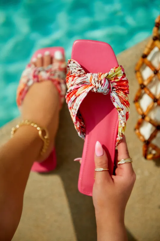 Trips To Tulum Slip On Sandals - Pink Print sold by Miss Lola
