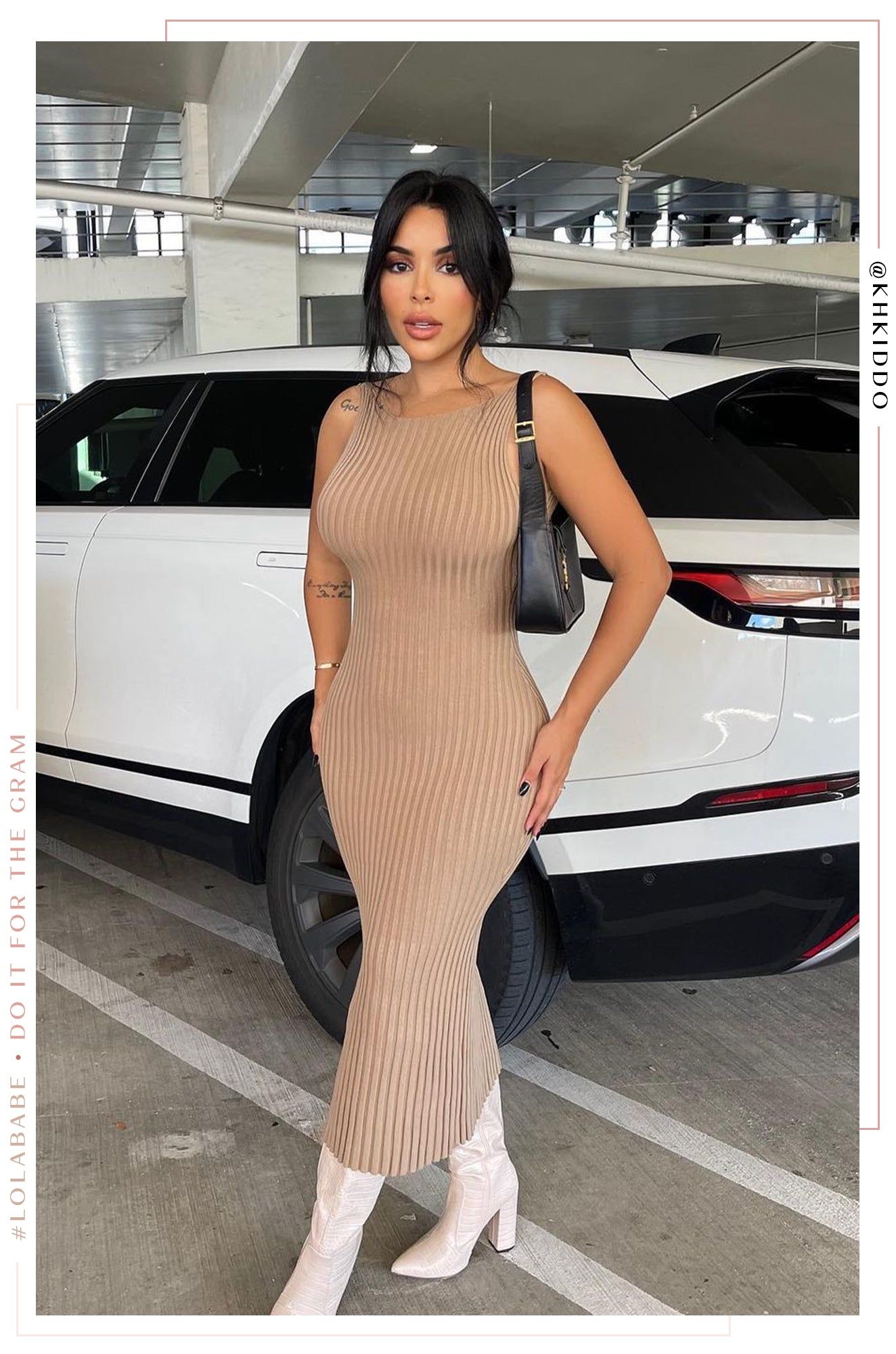 Veronica Open Back Ribbed Dress - Nude sold by Miss Lola