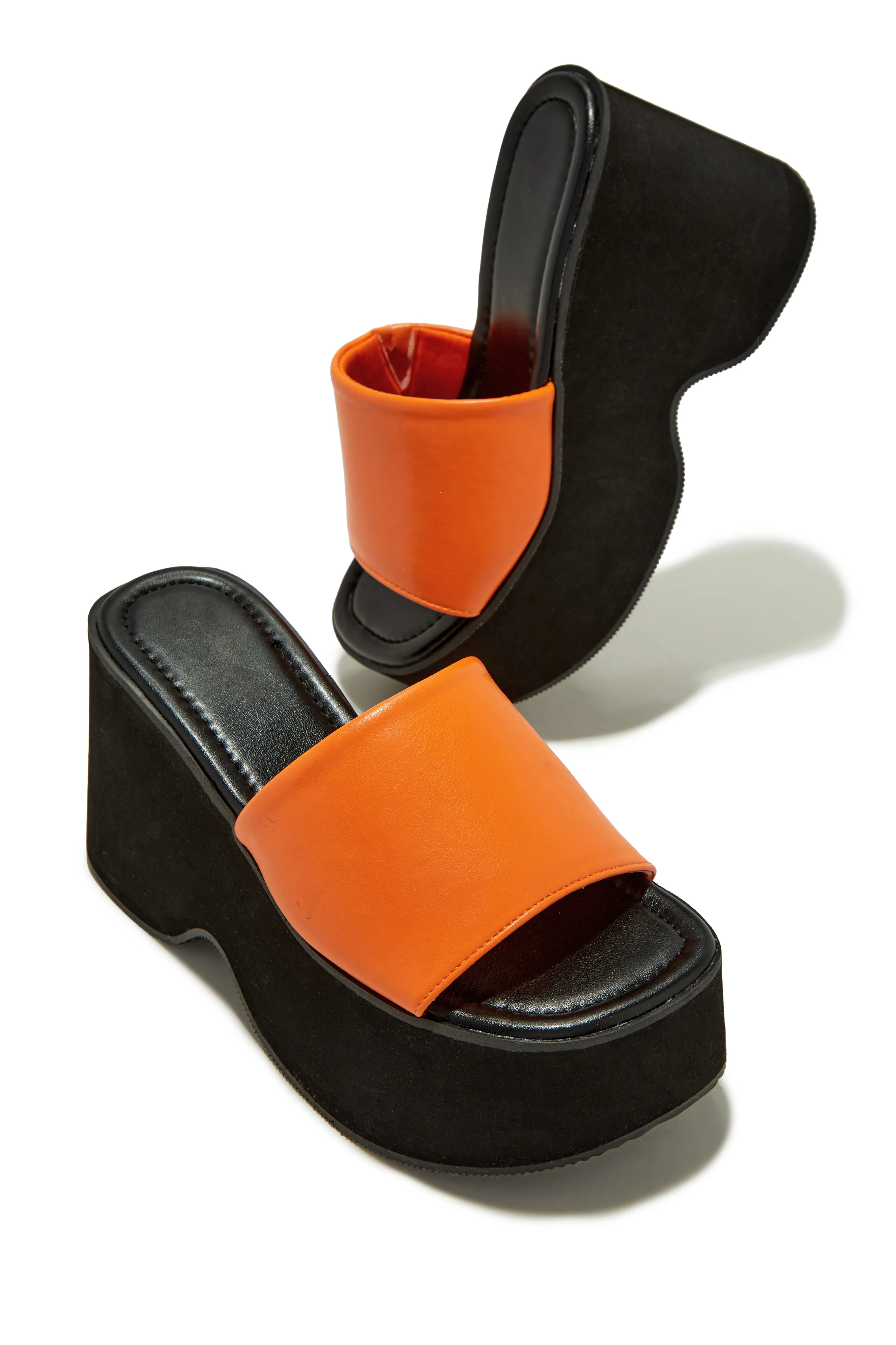 Francia Platform Slip On Sandals - Orange sold by Miss Lola product image thumbnail 4